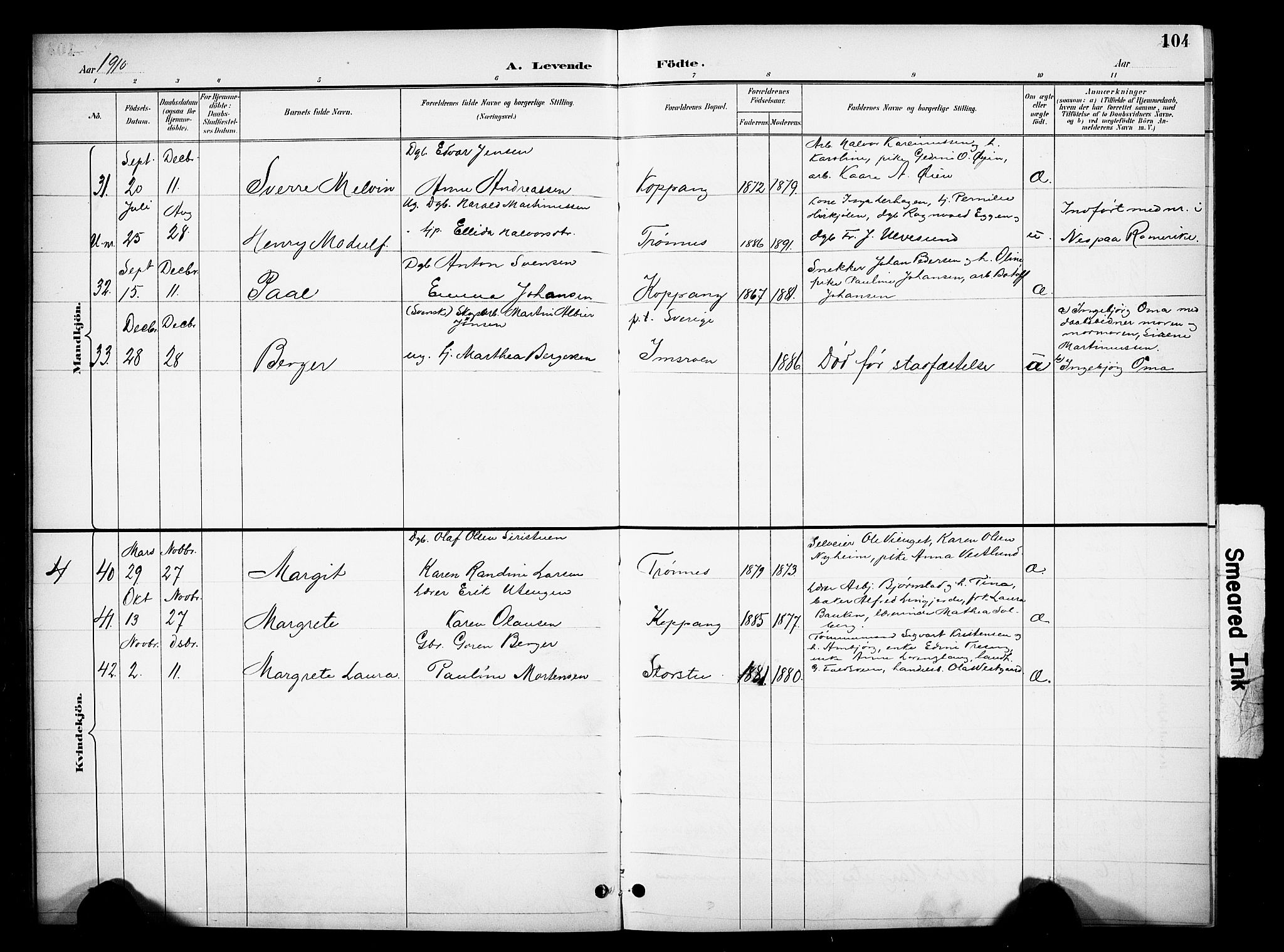 Stor-Elvdal prestekontor, AV/SAH-PREST-052/H/Ha/Hab/L0003: Parish register (copy) no. 3, 1895-1917, p. 104