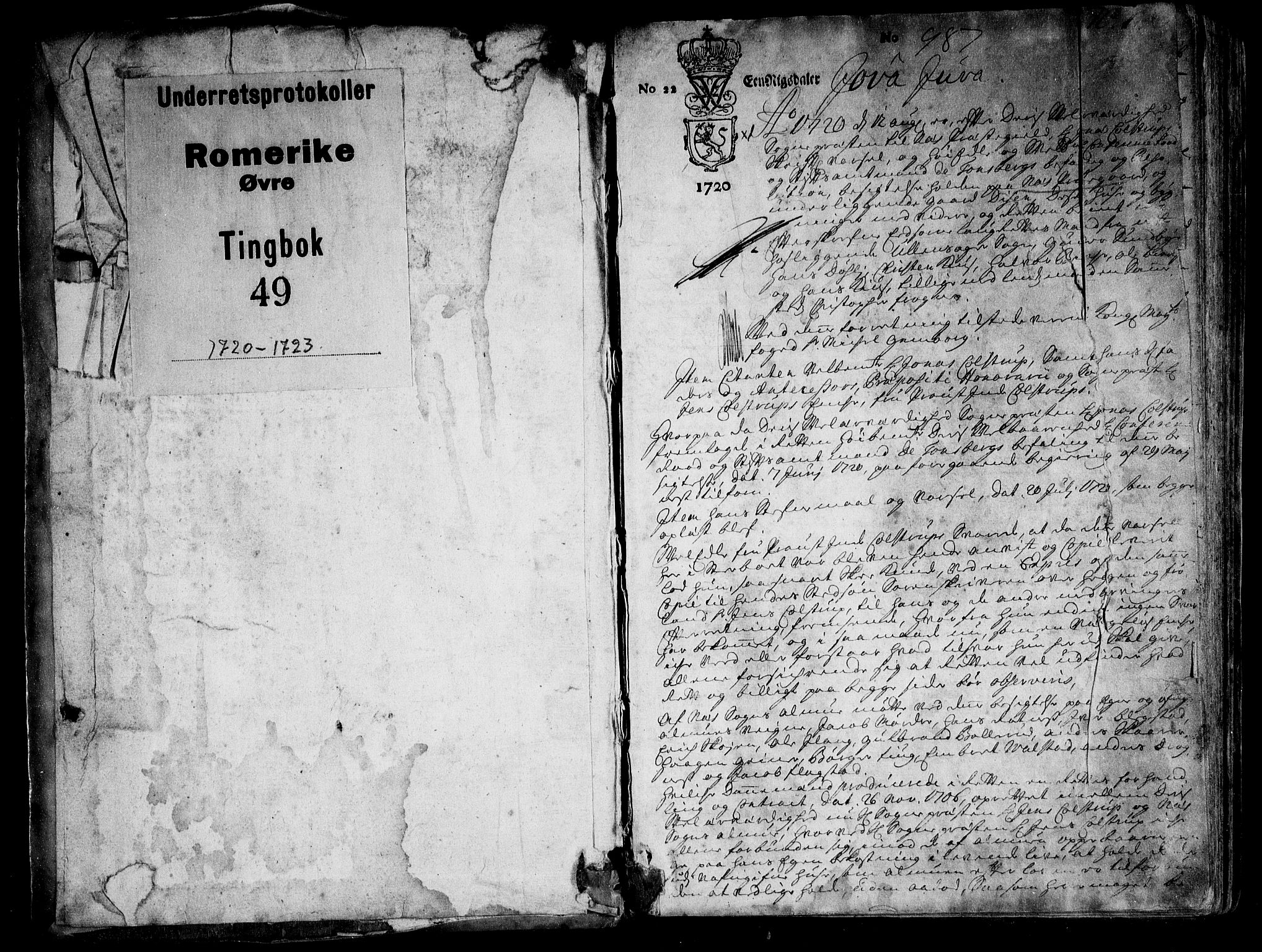 Øvre Romerike sorenskriveri, SAO/A-10649/F/Fb/L0049: Tingbok 49, 1720-1723, p. 0b-1a