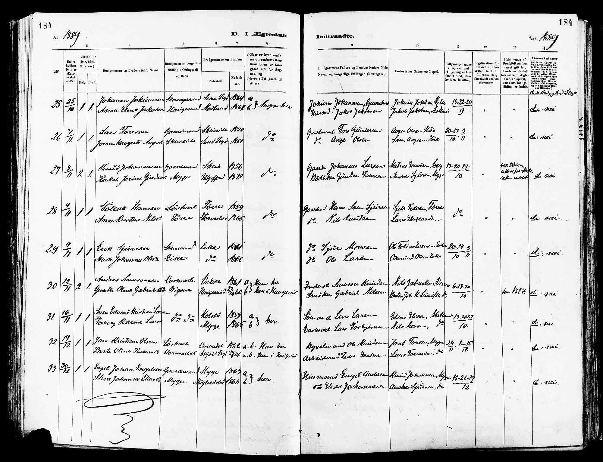 Avaldsnes sokneprestkontor, AV/SAST-A -101851/H/Ha/Haa/L0015: Parish register (official) no. A 15, 1880-1906, p. 184