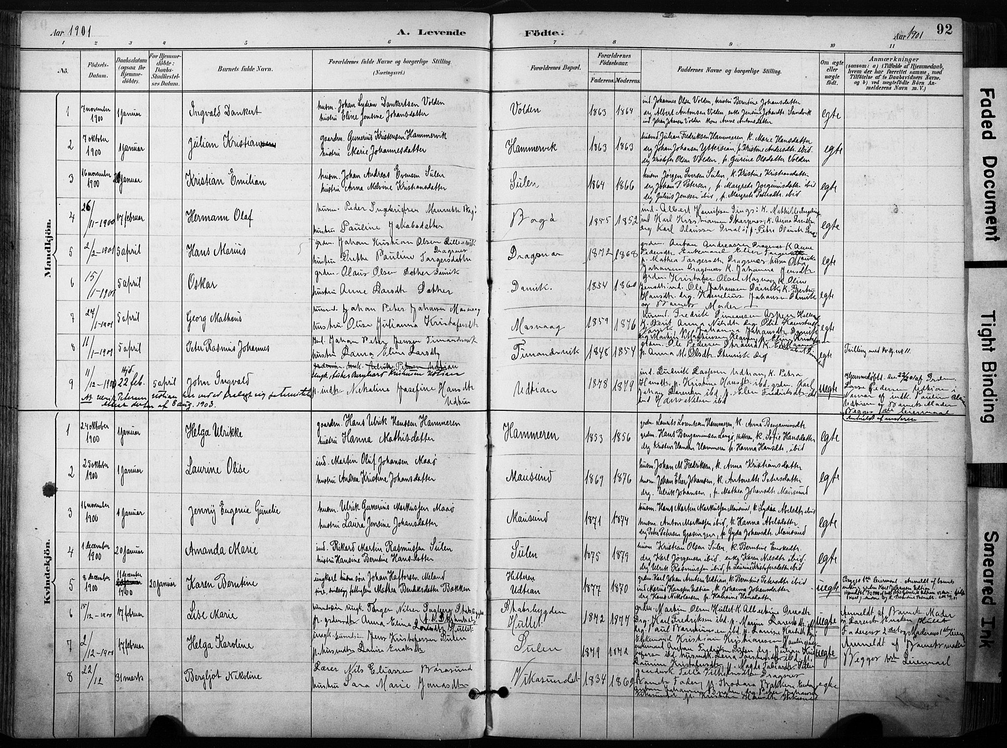 Ministerialprotokoller, klokkerbøker og fødselsregistre - Sør-Trøndelag, SAT/A-1456/640/L0579: Parish register (official) no. 640A04, 1889-1902, p. 92