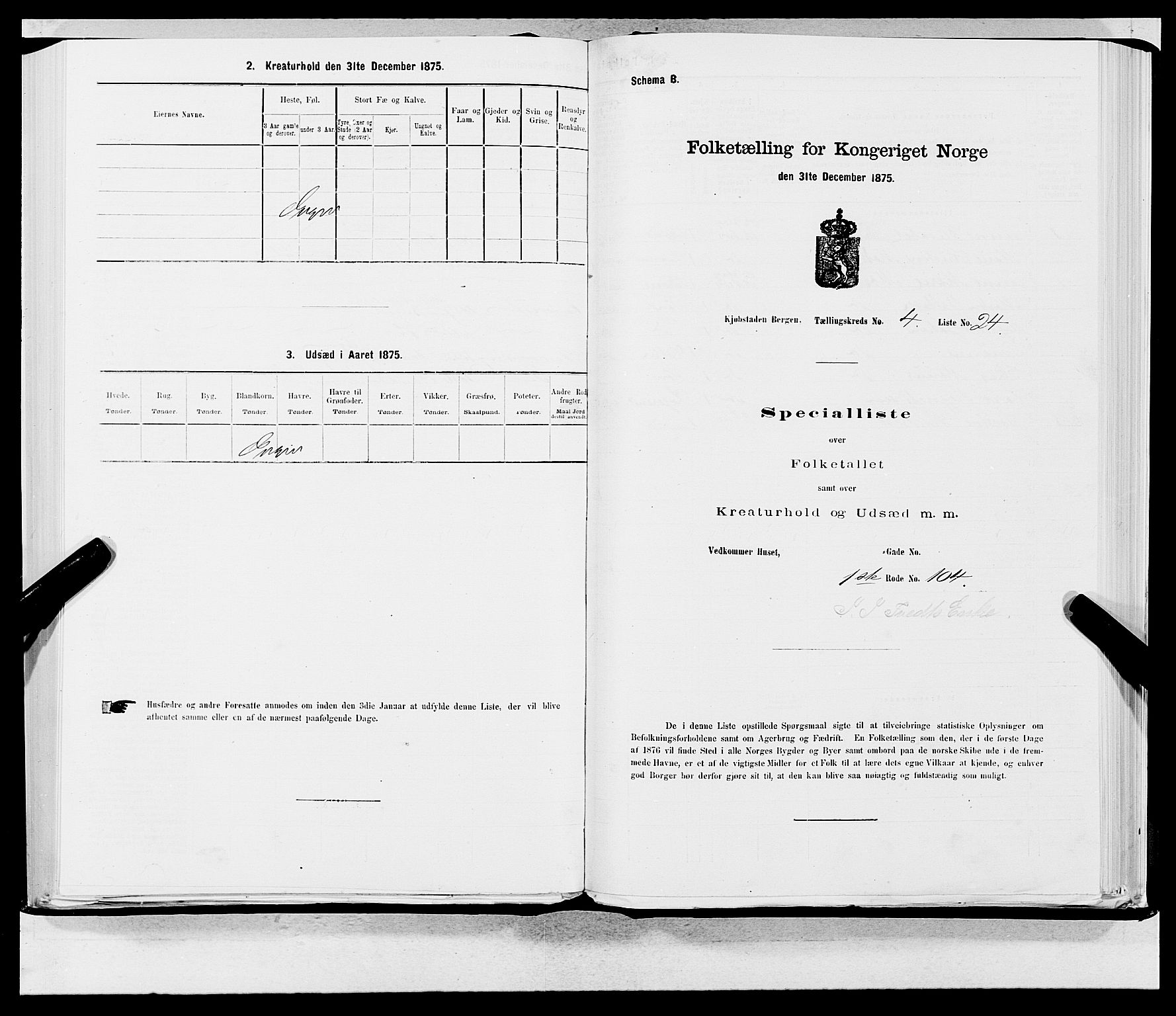 SAB, 1875 census for 1301 Bergen, 1875, p. 205