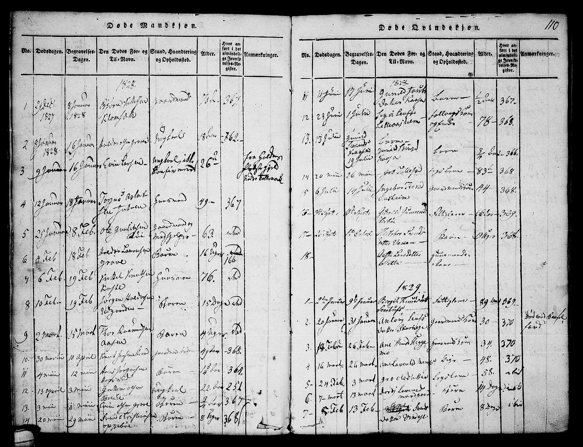 Seljord kirkebøker, SAKO/A-20/F/Fa/L0010: Parish register (official) no. I 10, 1815-1831, p. 110