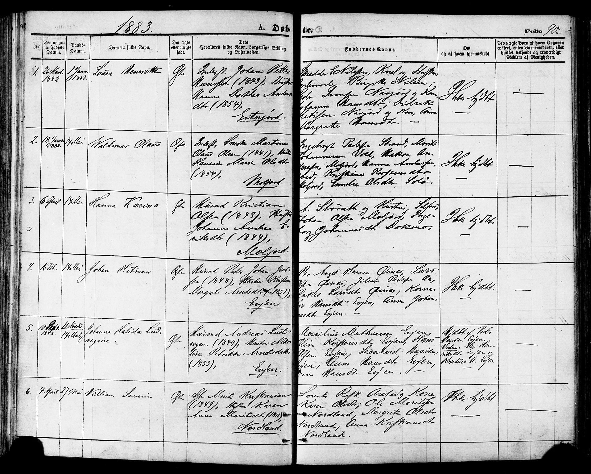 Ministerialprotokoller, klokkerbøker og fødselsregistre - Nordland, SAT/A-1459/846/L0645: Parish register (official) no. 846A03, 1872-1886, p. 90