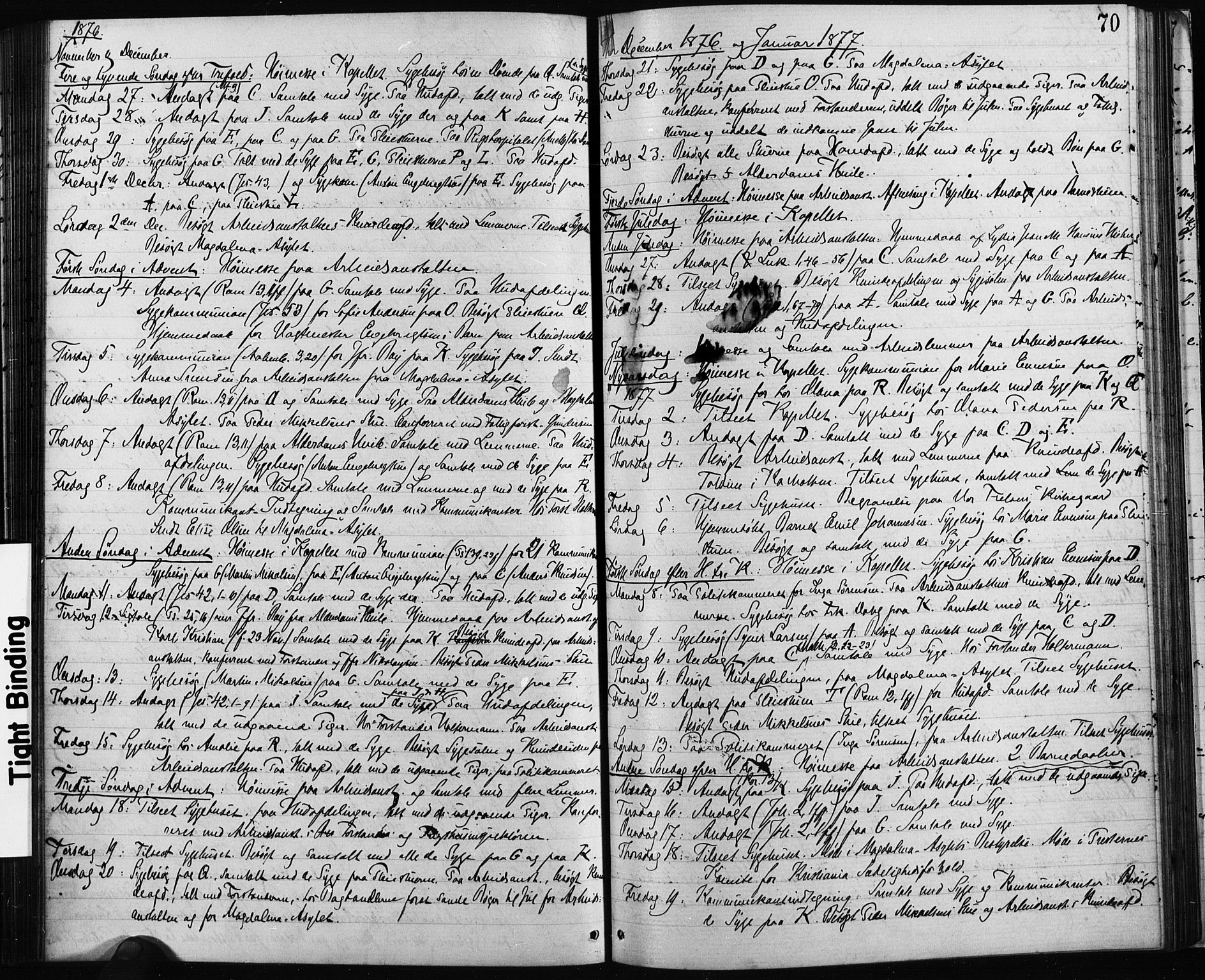 Krohgstøtten sykehusprest Kirkebøker, SAO/A-10854/I/Ia/L0001: Diary records no. 1, 1865-1886, p. 70