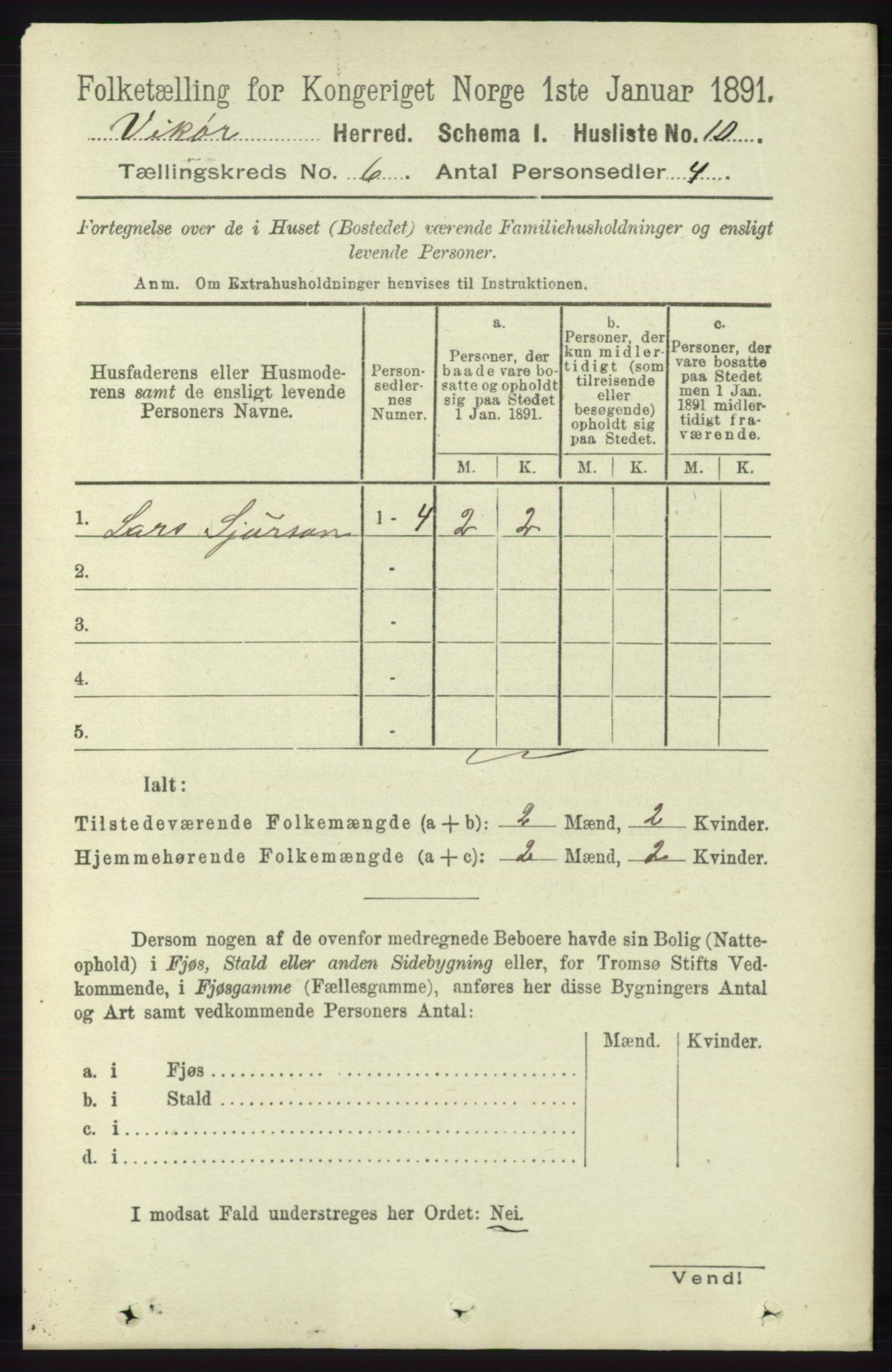 RA, 1891 census for 1238 Vikør, 1891, p. 1750