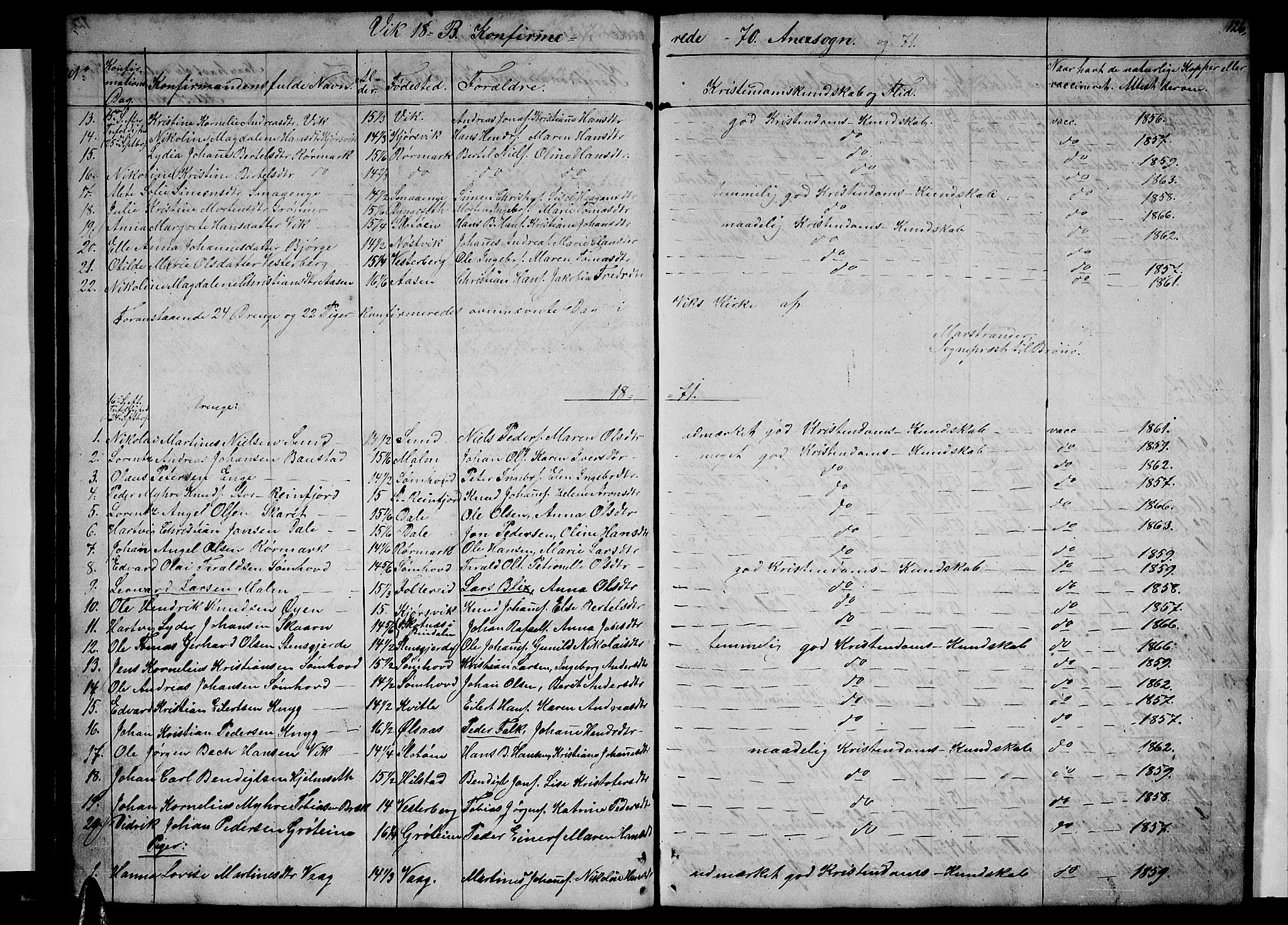 Ministerialprotokoller, klokkerbøker og fødselsregistre - Nordland, AV/SAT-A-1459/812/L0187: Parish register (copy) no. 812C05, 1850-1883, p. 126