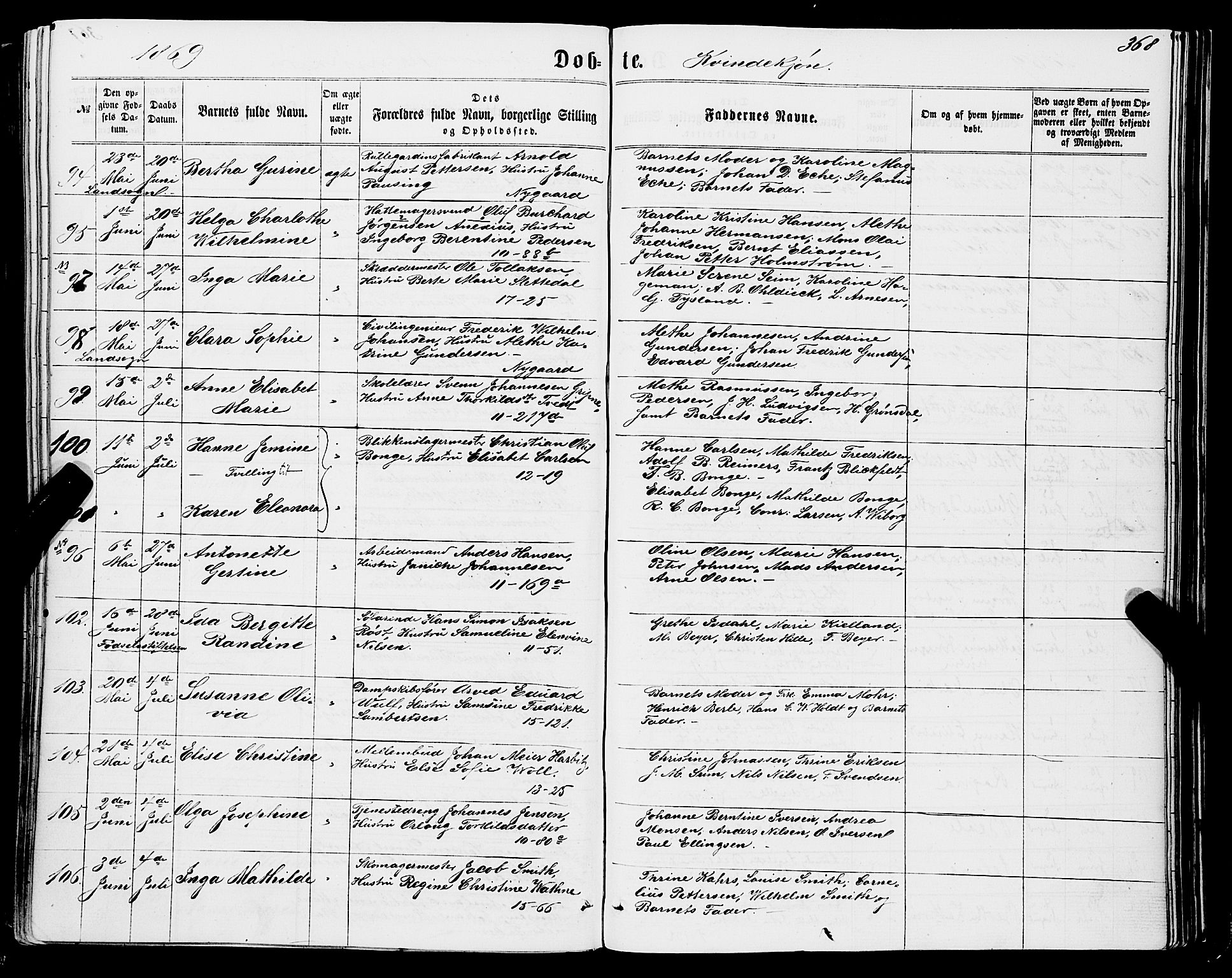 Domkirken sokneprestembete, AV/SAB-A-74801/H/Haa/L0021: Parish register (official) no. B 4, 1859-1871, p. 368