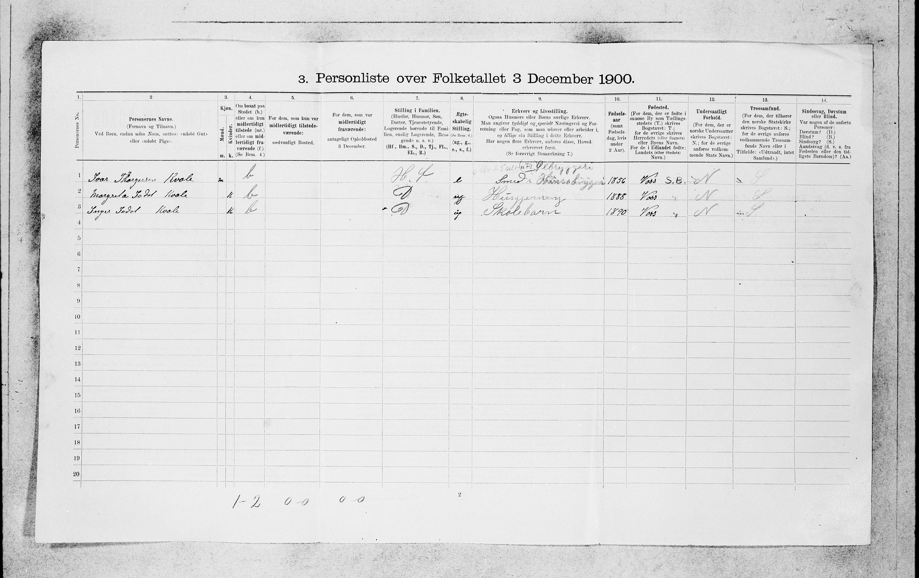 SAB, 1900 census for Bergen, 1900, p. 8445