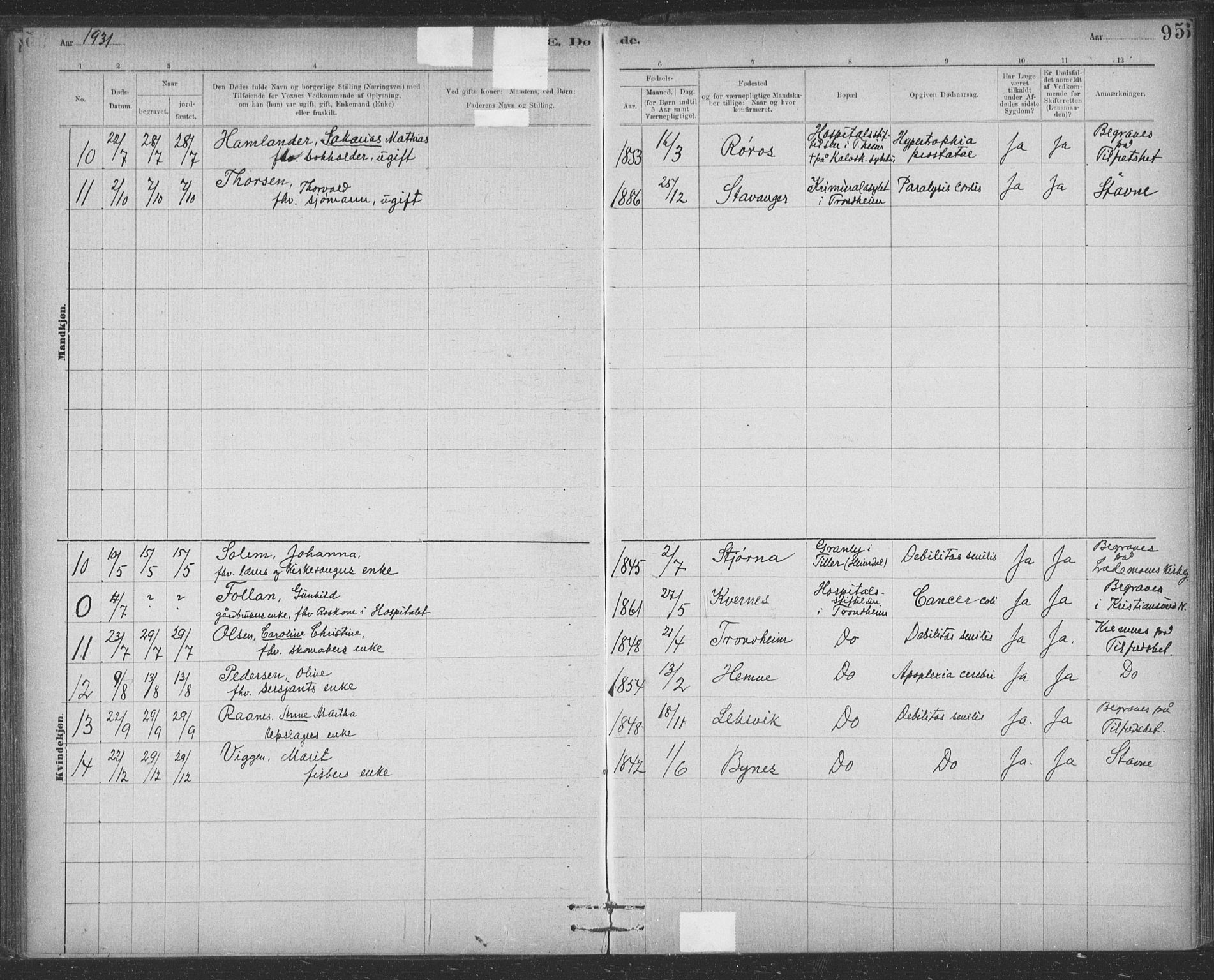 Ministerialprotokoller, klokkerbøker og fødselsregistre - Sør-Trøndelag, SAT/A-1456/623/L0470: Parish register (official) no. 623A04, 1884-1938, p. 95