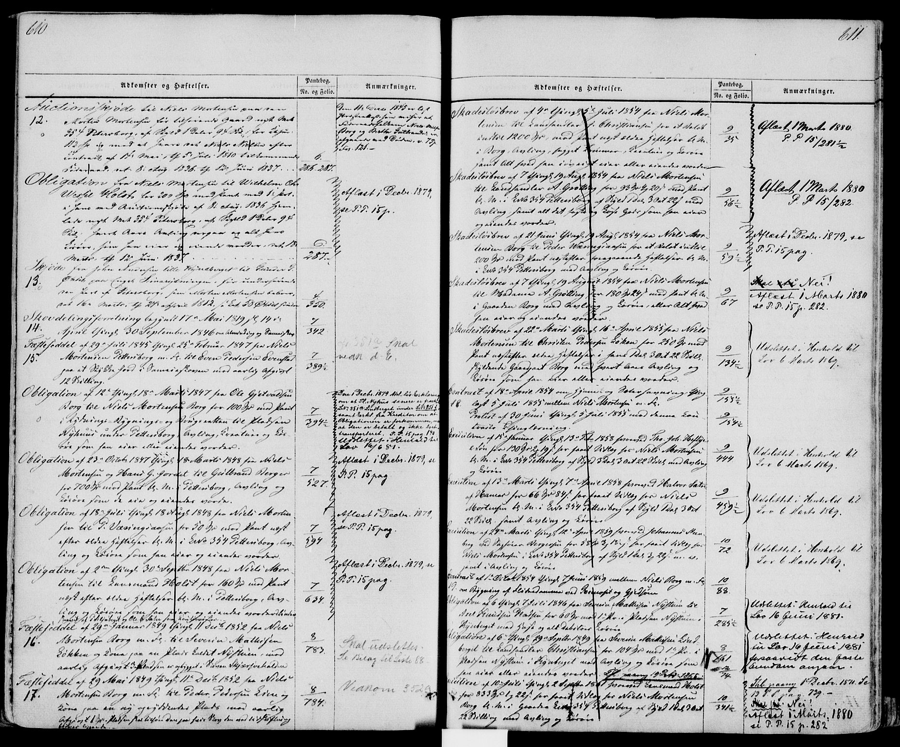 Sør-Østerdal sorenskriveri, SAH/TING-018/H/Ha/Haa/L0004: Mortgage register no. 4, 1801-1888, p. 610-611