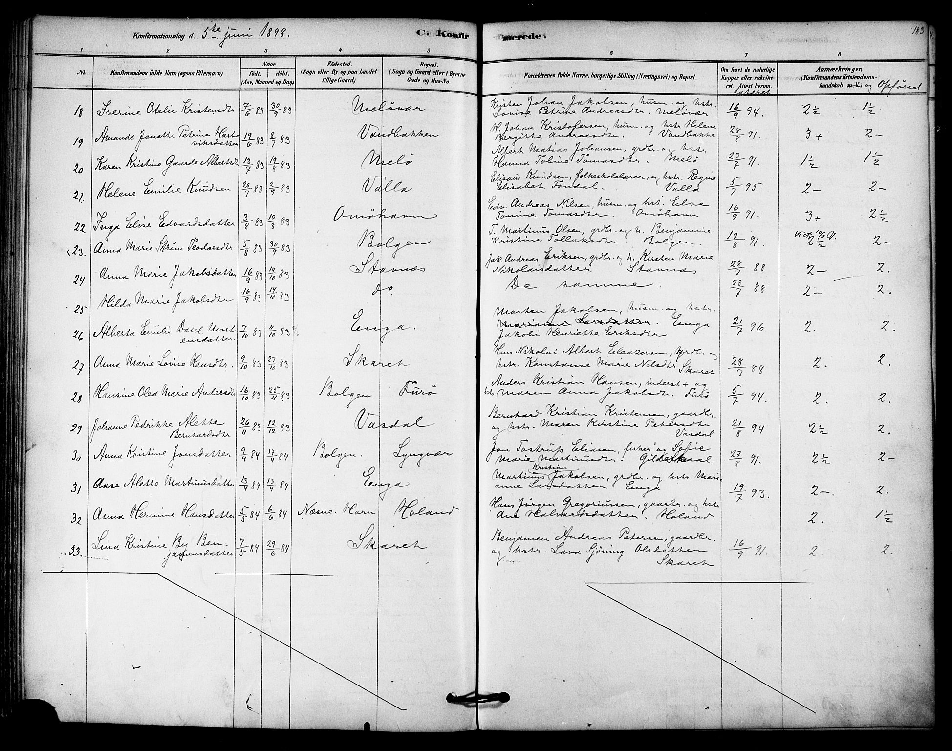 Ministerialprotokoller, klokkerbøker og fødselsregistre - Nordland, AV/SAT-A-1459/843/L0626: Parish register (official) no. 843A01, 1878-1907, p. 183