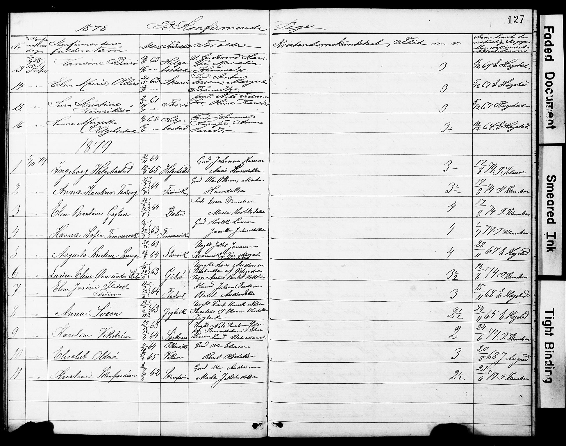 Ministerialprotokoller, klokkerbøker og fødselsregistre - Sør-Trøndelag, SAT/A-1456/634/L0541: Parish register (copy) no. 634C03, 1874-1891, p. 127