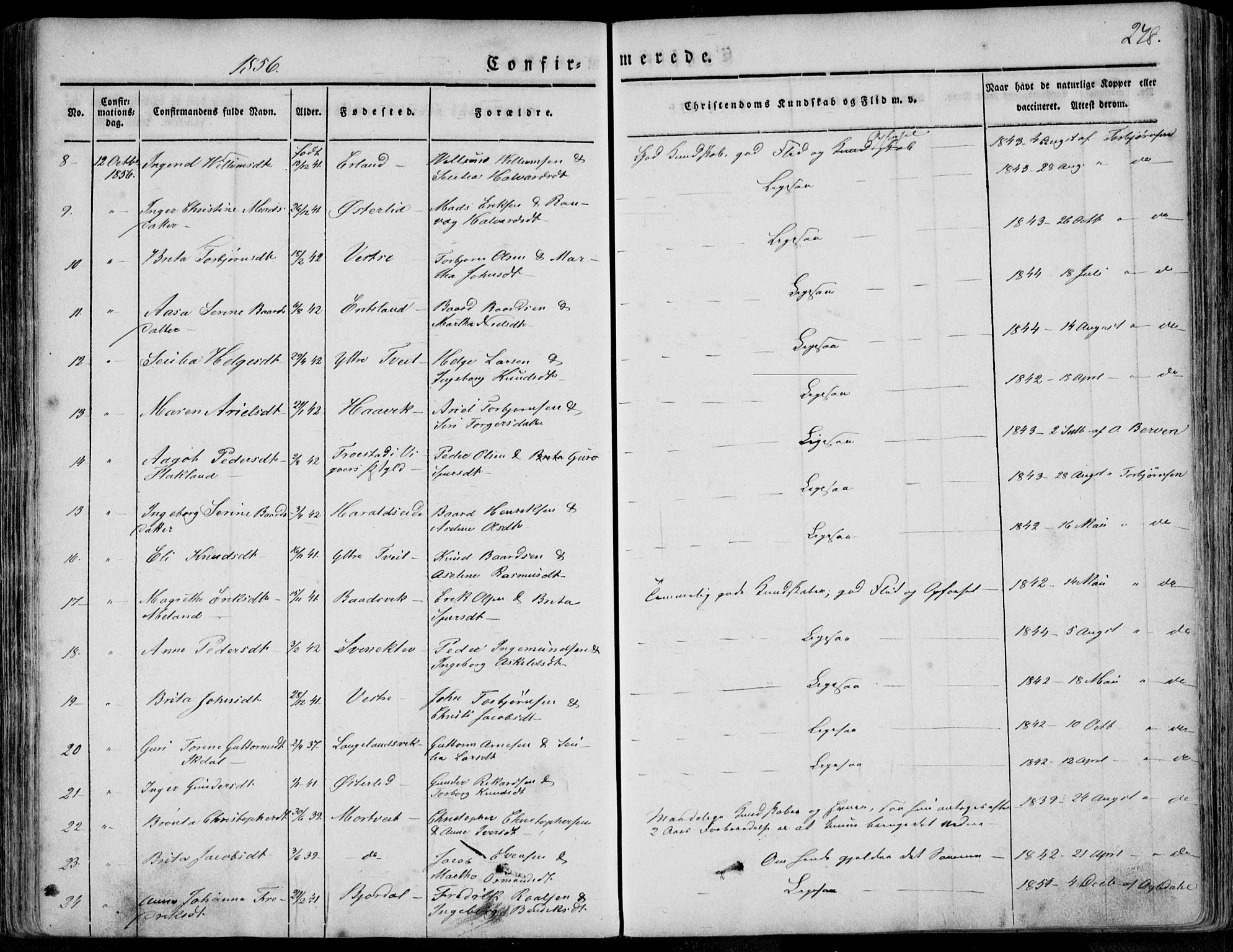 Skjold sokneprestkontor, AV/SAST-A-101847/H/Ha/Haa/L0006: Parish register (official) no. A 6.1, 1835-1858, p. 278