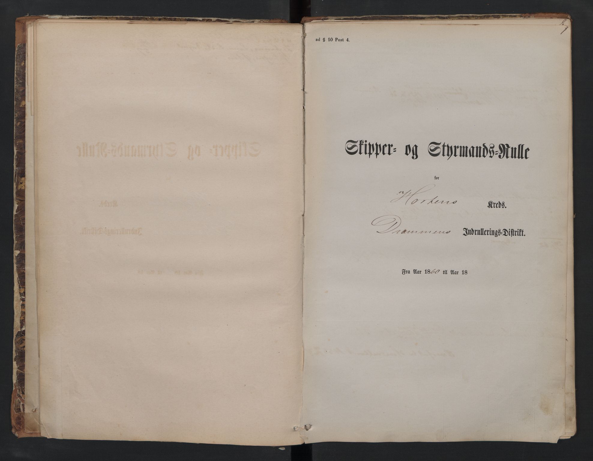 Horten innrulleringskontor, SAKO/A-785/F/Fe/L0001: Patent nr. 1-171, 1860-1868, p. 1