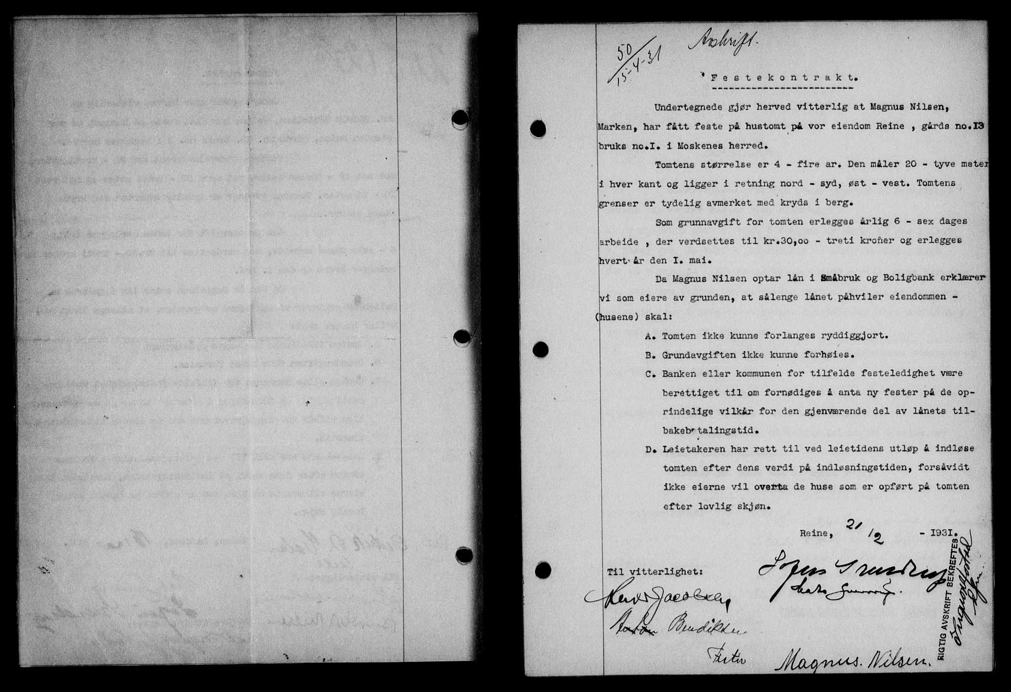 Lofoten sorenskriveri, SAT/A-0017/1/2/2C/L0023b: Mortgage book no. 23b, 1931-1931, Deed date: 15.04.1931