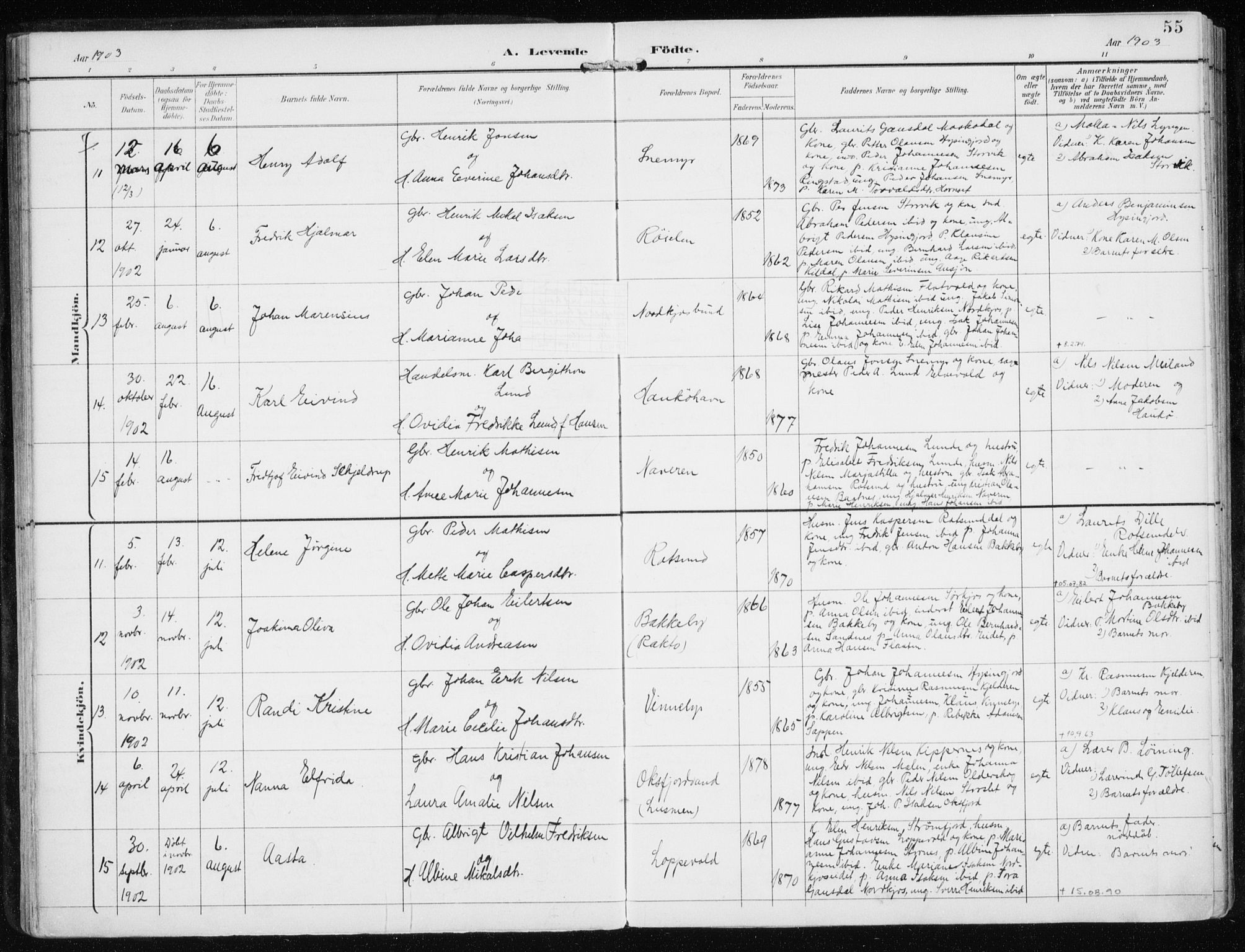 Skjervøy sokneprestkontor, AV/SATØ-S-1300/H/Ha/Haa/L0017kirke: Parish register (official) no. 17, 1895-1911, p. 55