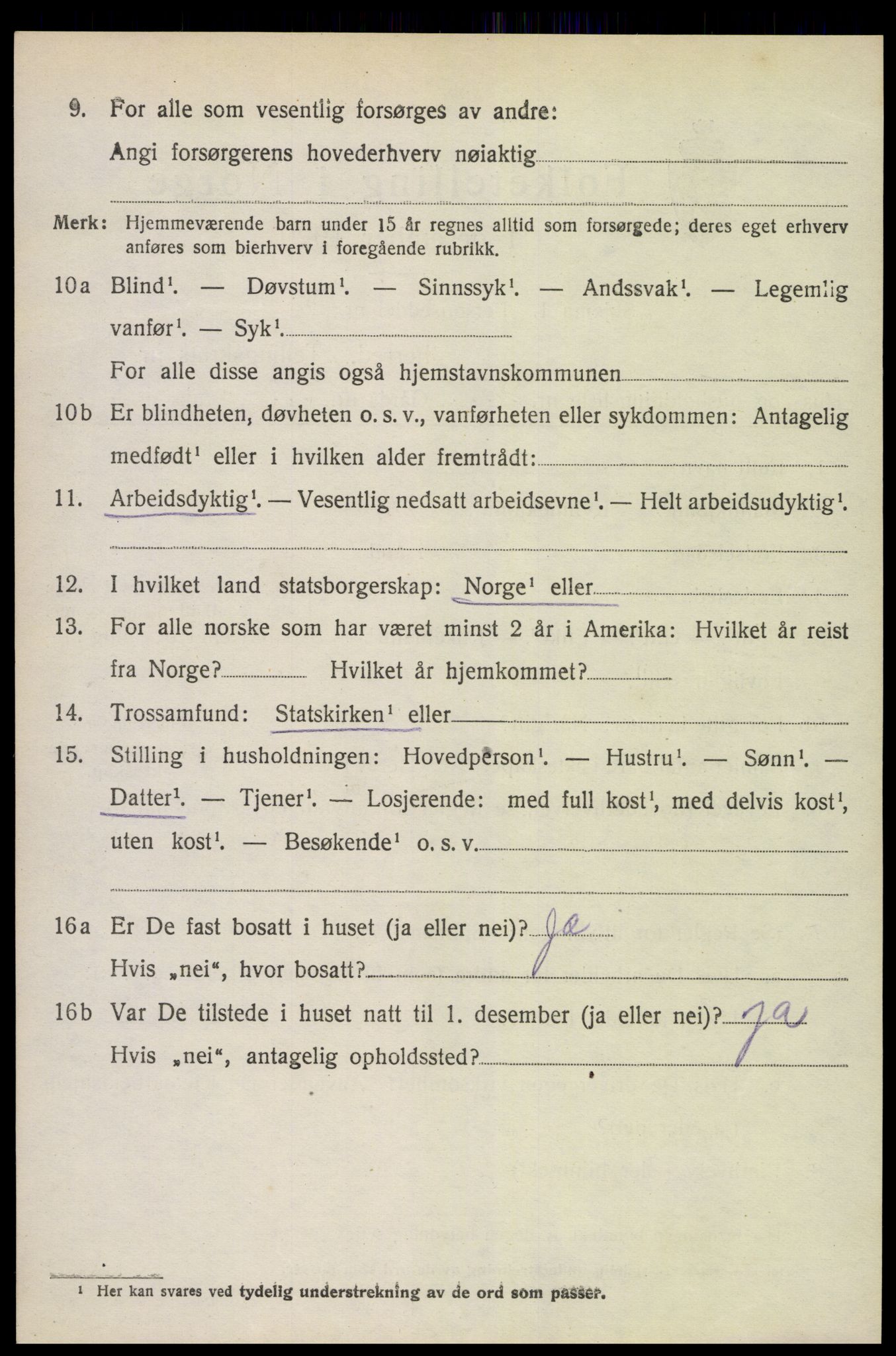 SAK, 1920 census for Fjære, 1920, p. 3726