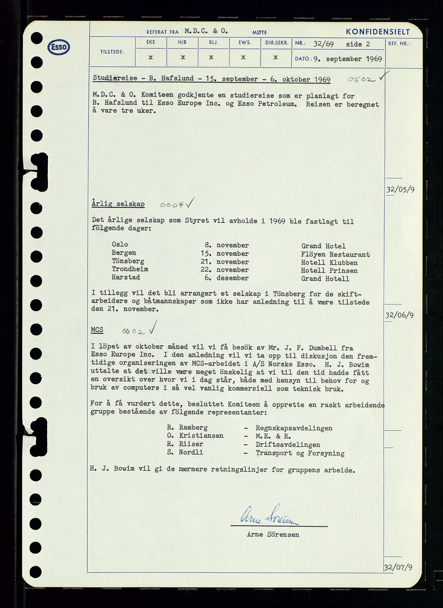 Pa 0982 - Esso Norge A/S, AV/SAST-A-100448/A/Aa/L0003/0001: Den administrerende direksjon Board minutes (styrereferater) og Bedriftforsamlingsprotokoll / Den administrerende direksjon Board minutes (styrereferater), 1969, p. 177