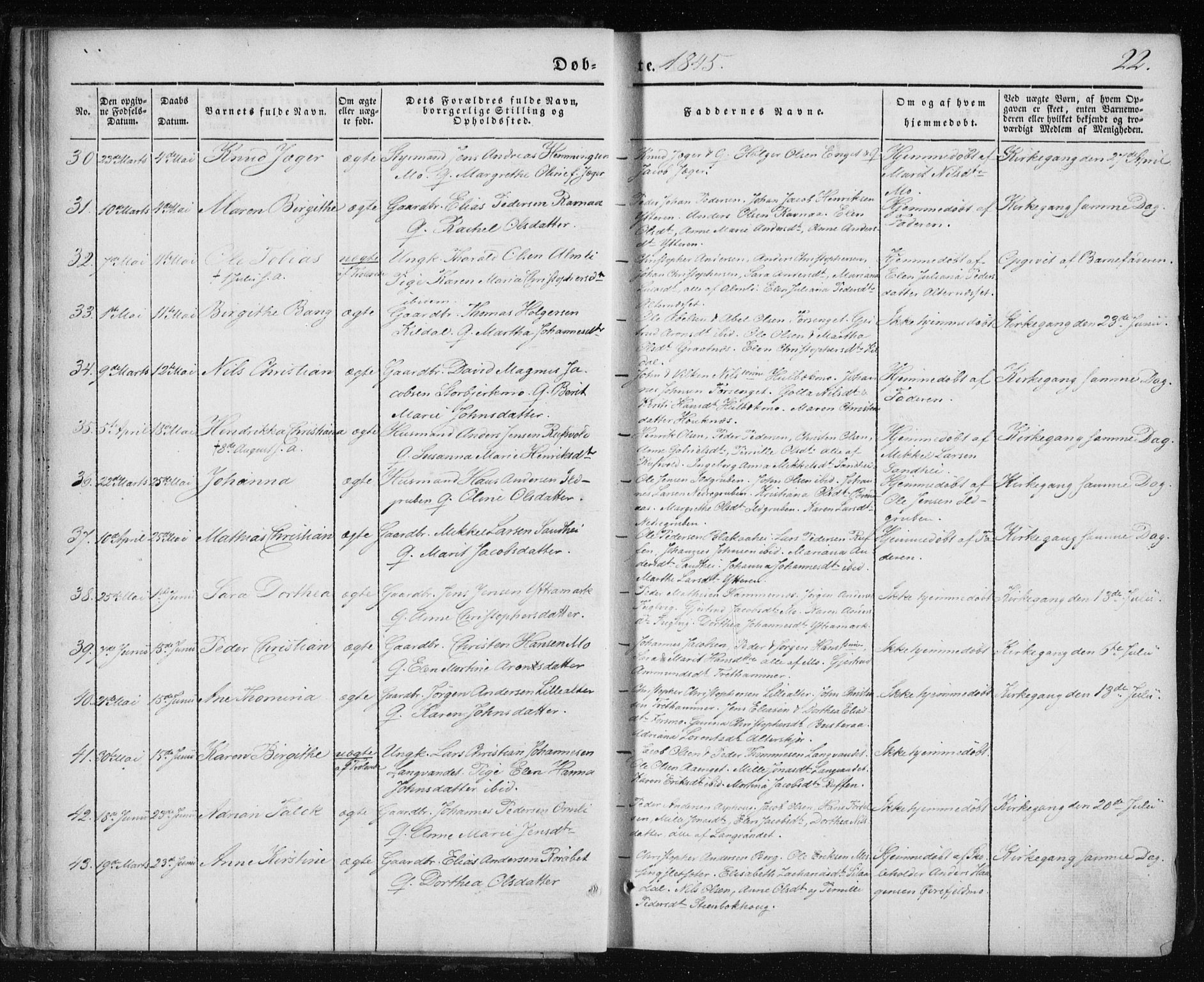 Ministerialprotokoller, klokkerbøker og fødselsregistre - Nordland, AV/SAT-A-1459/827/L0391: Parish register (official) no. 827A03, 1842-1852, p. 22