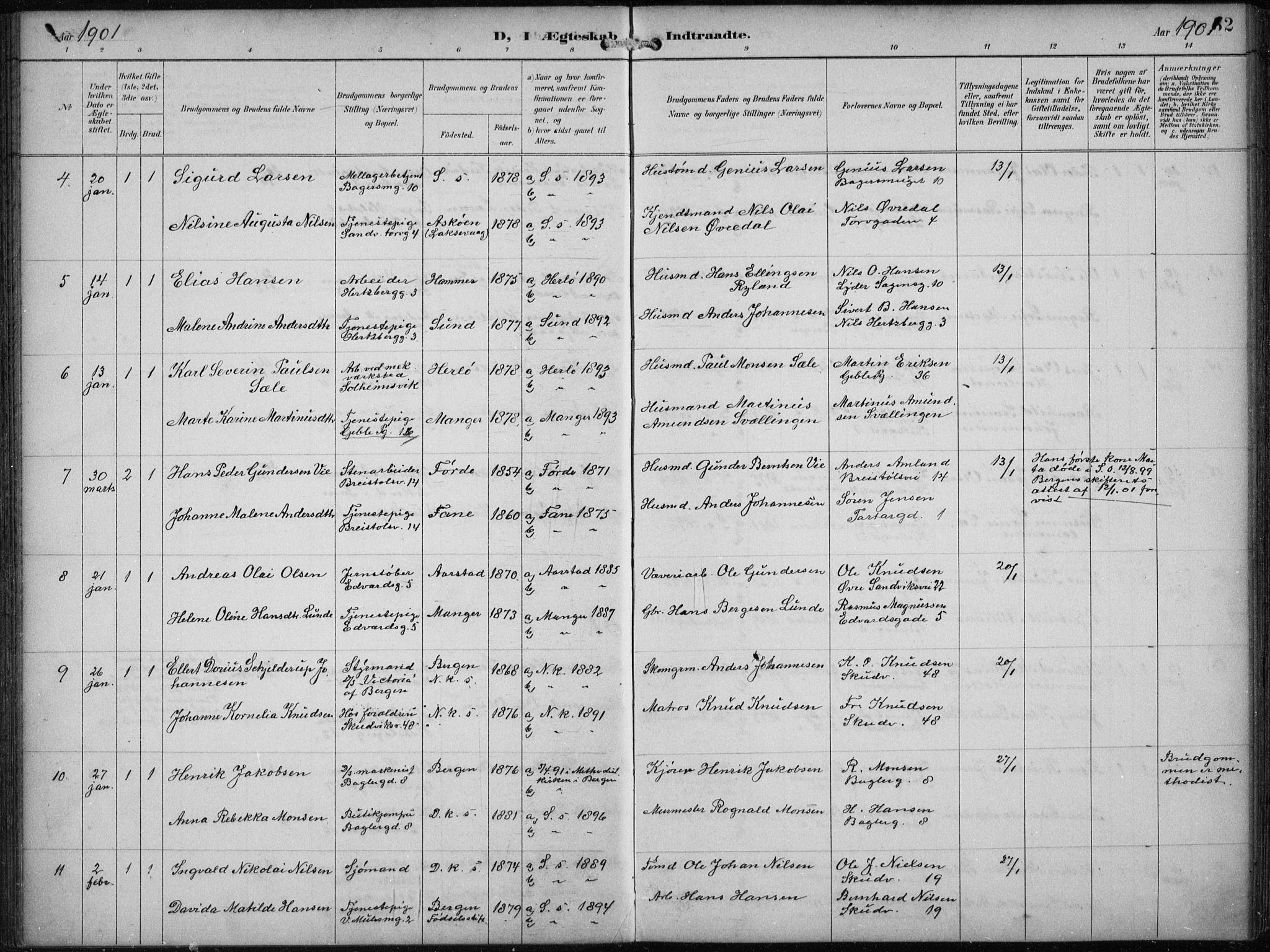 Sandviken Sokneprestembete, SAB/A-77601/H/Ha/L0014: Parish register (official) no. D 1, 1896-1911, p. 52