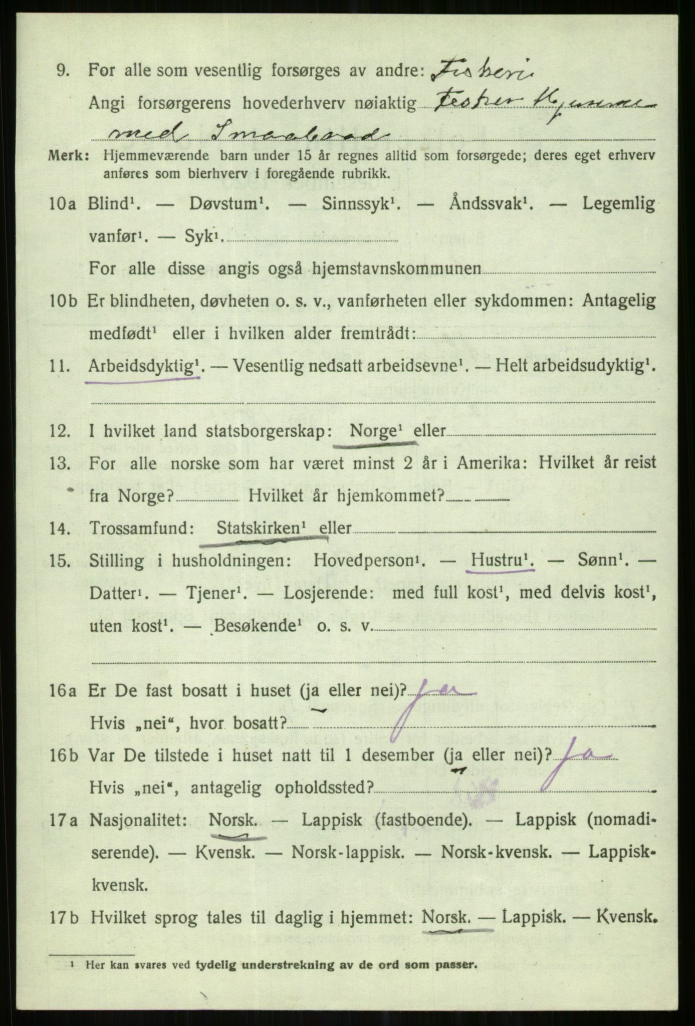 SATØ, 1920 census for Karlsøy, 1920, p. 4286