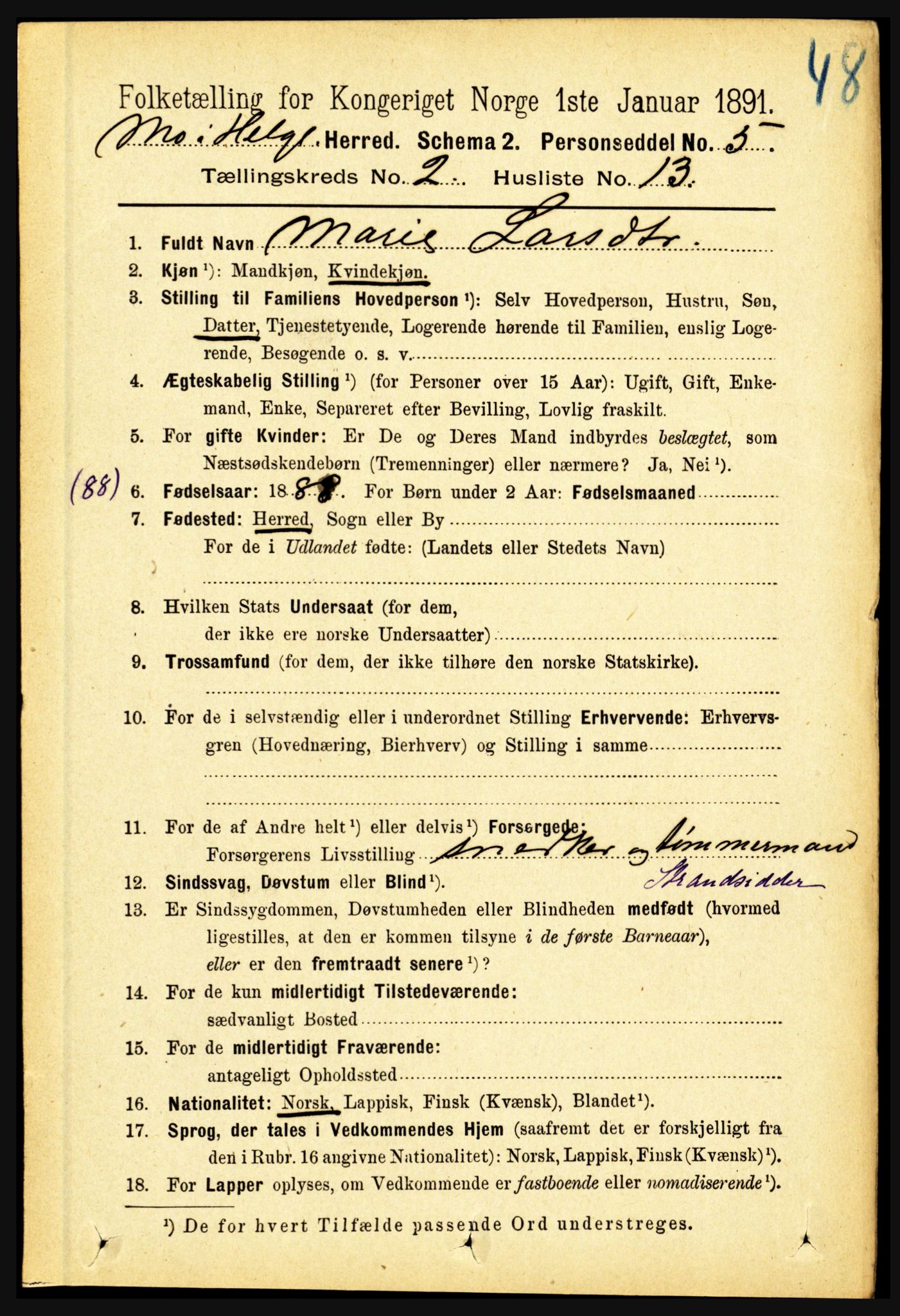 RA, 1891 census for 1833 Mo, 1891, p. 601