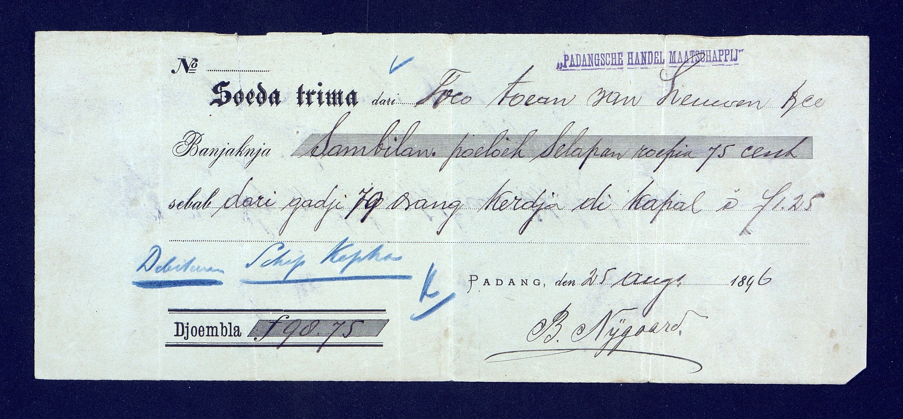 O. Terjesens rederi, AAKS/PA-2525/R/R02/L0001: Regnskapsbilag, 1884-1898