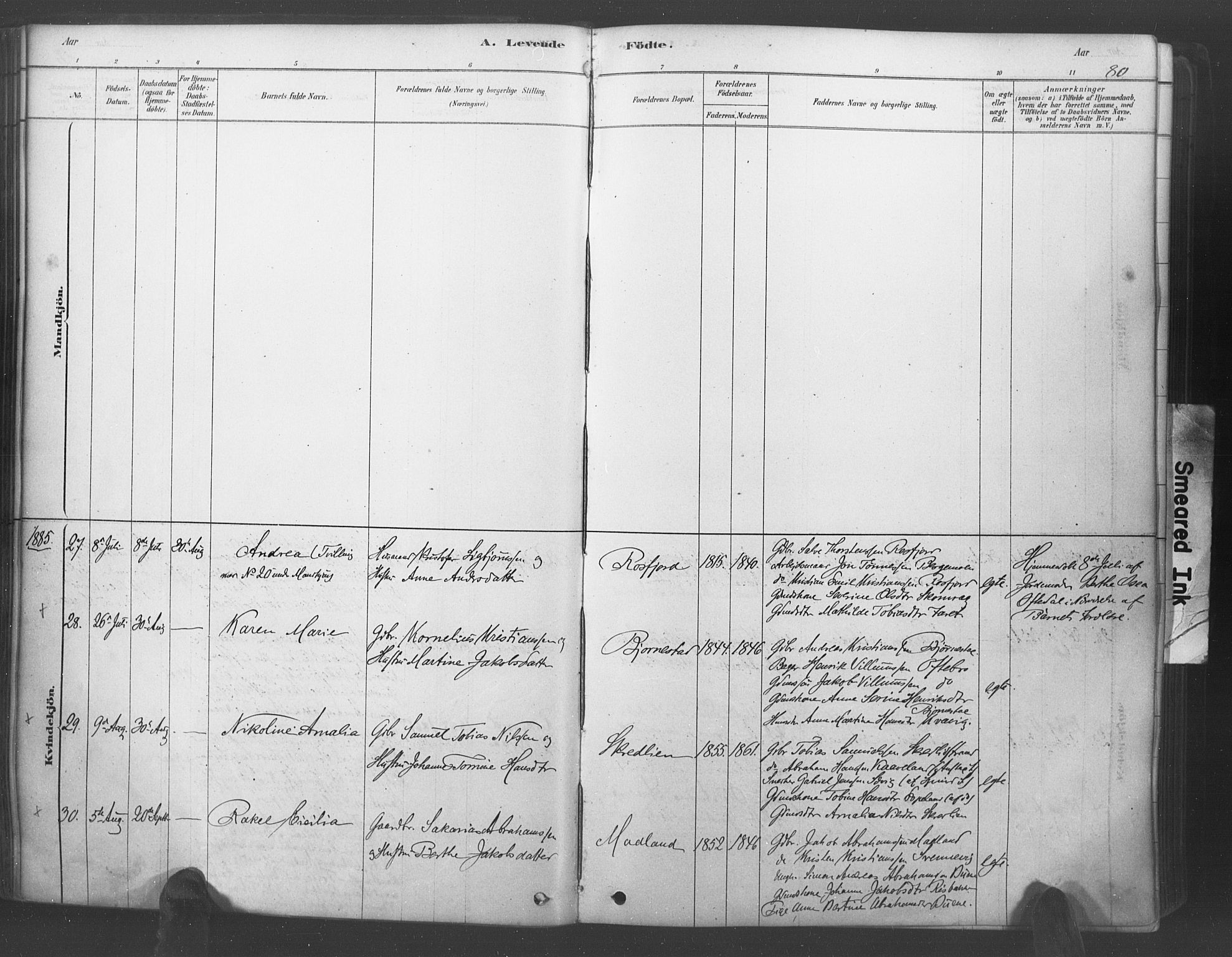 Lyngdal sokneprestkontor, AV/SAK-1111-0029/F/Fa/Fac/L0011: Parish register (official) no. A 11, 1878-1893, p. 80