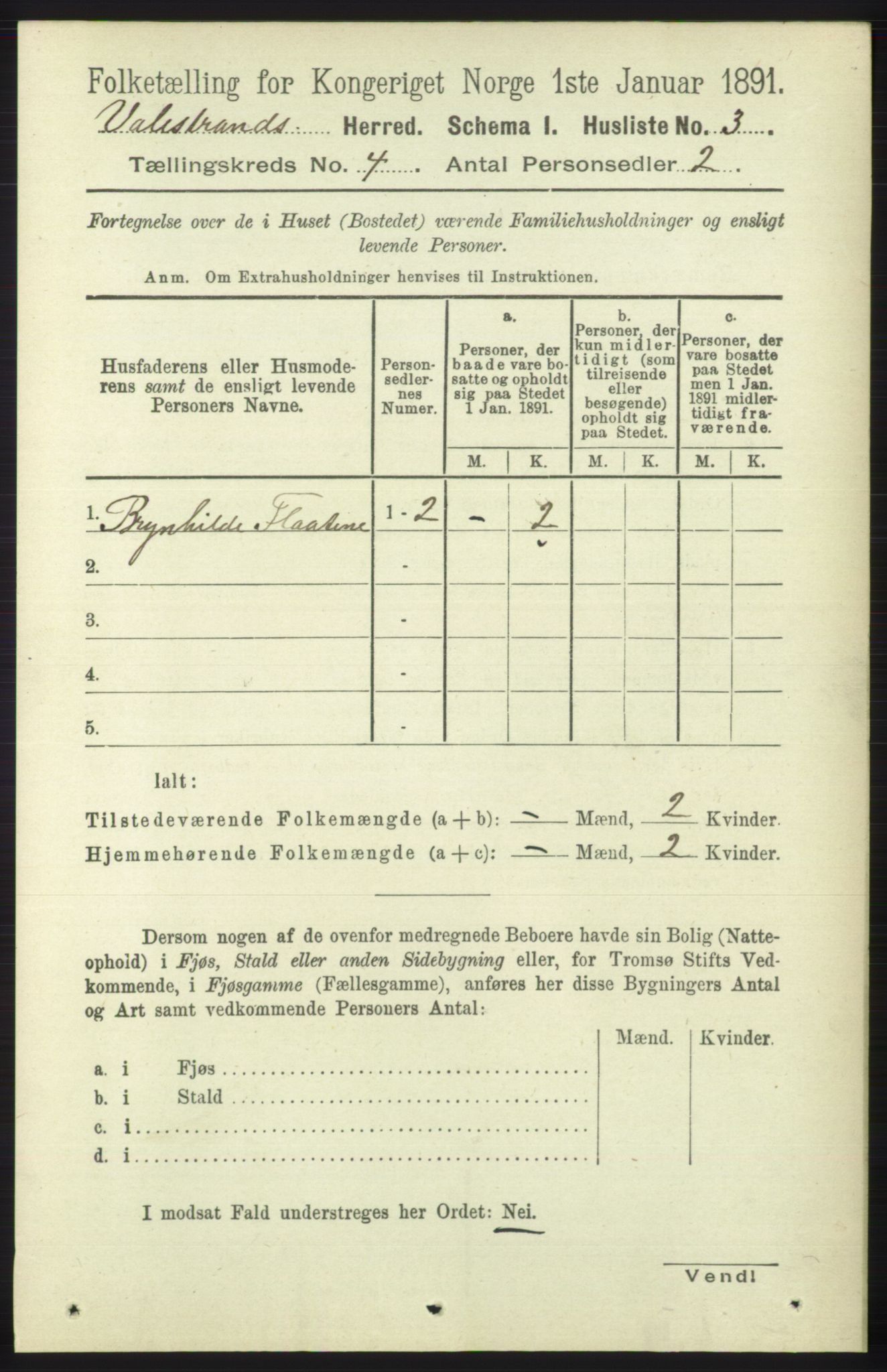 RA, 1891 census for 1217 Valestrand, 1891, p. 833