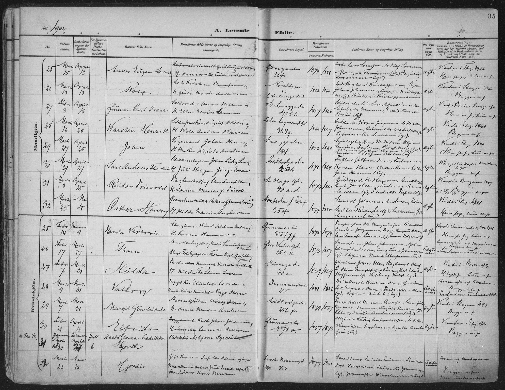 Tønsberg kirkebøker, SAKO/A-330/F/Fa/L0014: Parish register (official) no. I 14, 1900-1913, p. 35