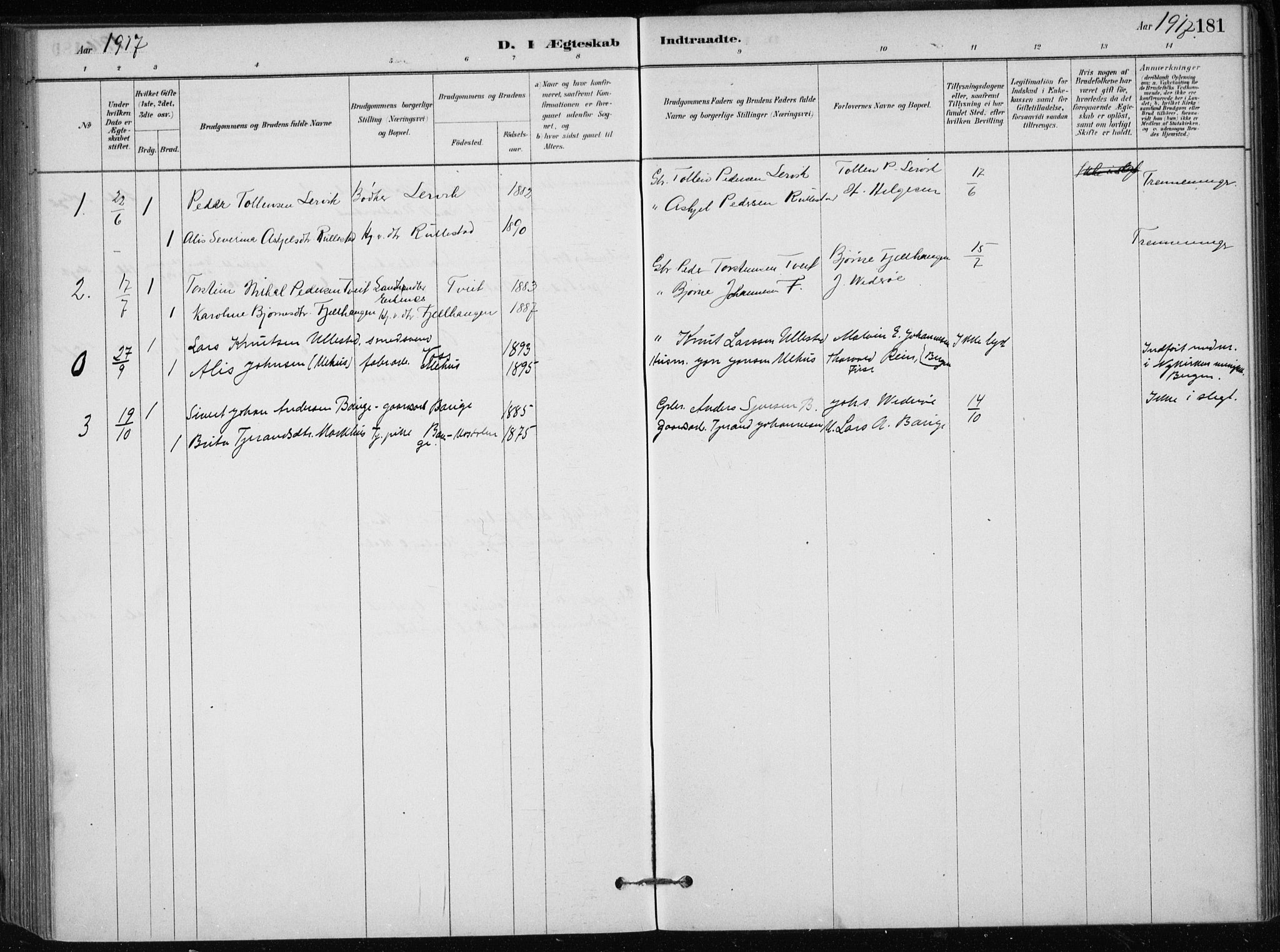 Skånevik sokneprestembete, SAB/A-77801/H/Haa: Parish register (official) no. C  1, 1879-1917, p. 181