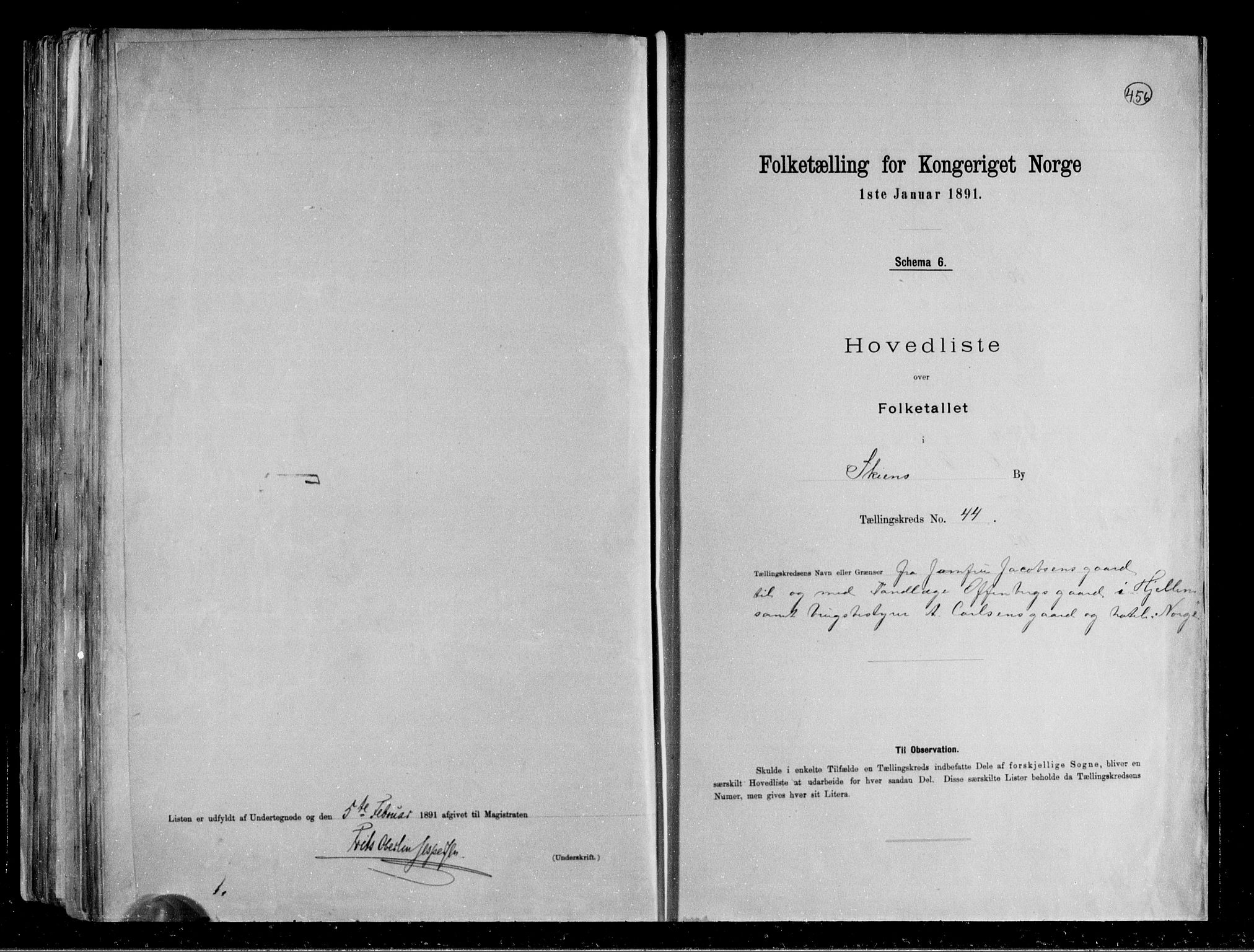 RA, 1891 census for 0806 Skien, 1891, p. 95