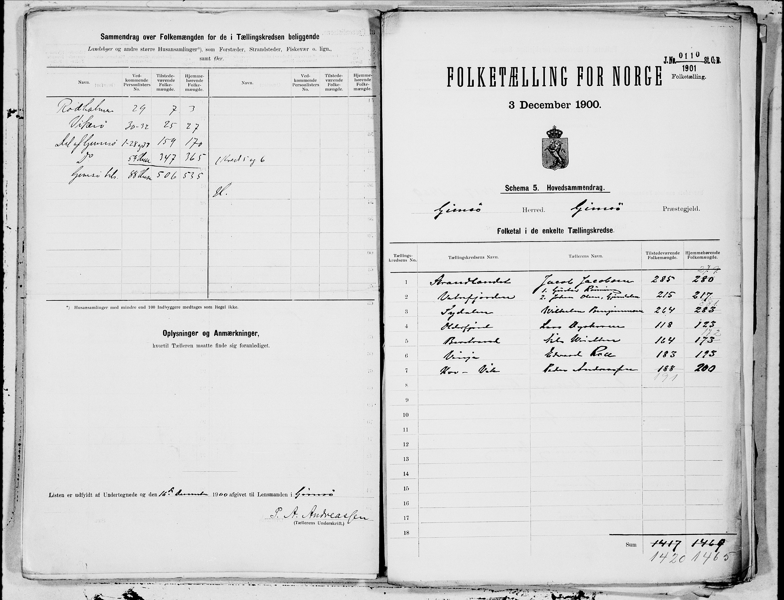 SAT, 1900 census for Gimsøy, 1900, p. 16