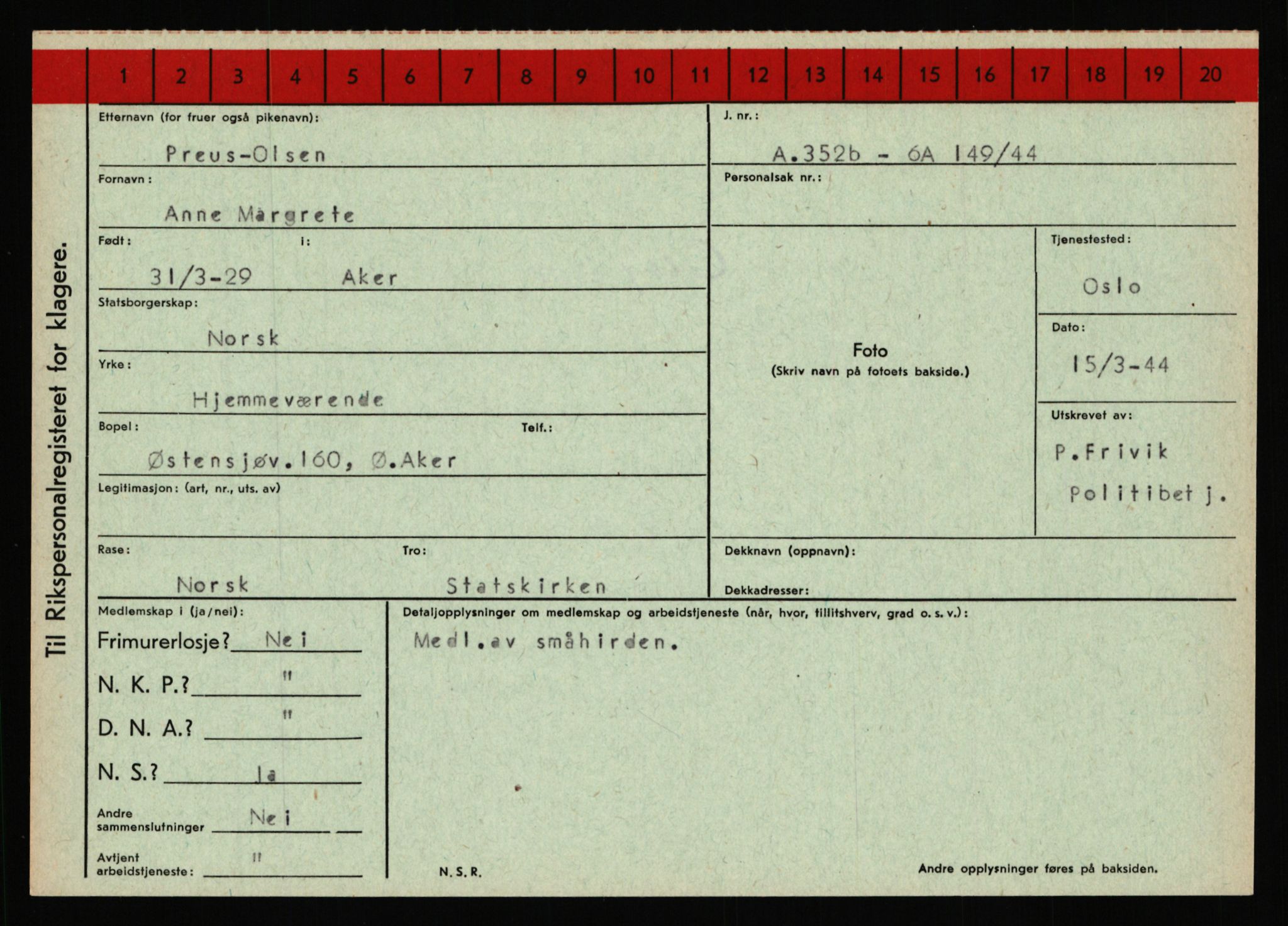 Statspolitiet - Hovedkontoret / Osloavdelingen, AV/RA-S-1329/C/Ca/L0012: Oanæs - Quistgaard	, 1943-1945, p. 4833