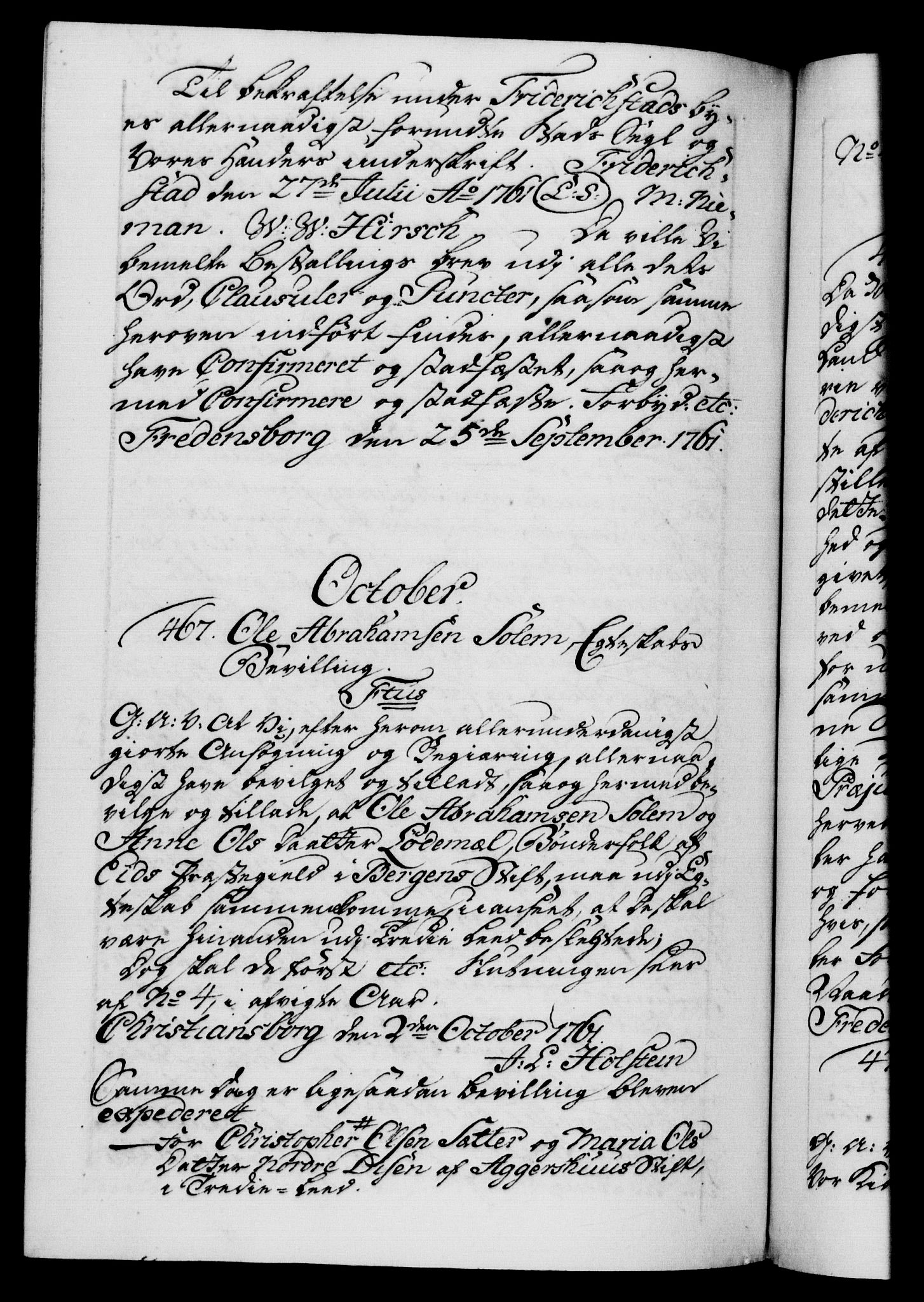 Danske Kanselli 1572-1799, AV/RA-EA-3023/F/Fc/Fca/Fcaa/L0041: Norske registre, 1760-1762, p. 554b