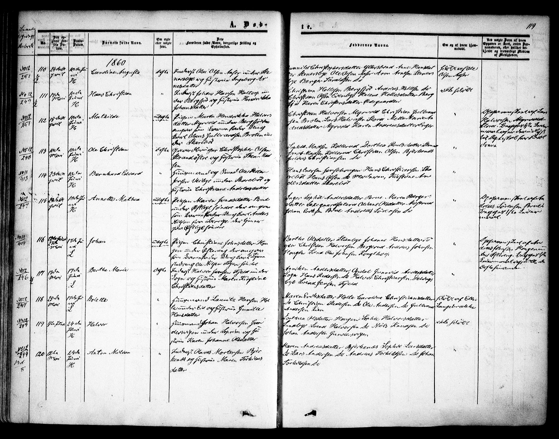 Høland prestekontor Kirkebøker, AV/SAO-A-10346a/F/Fa/L0010: Parish register (official) no. I 10, 1854-1861, p. 119