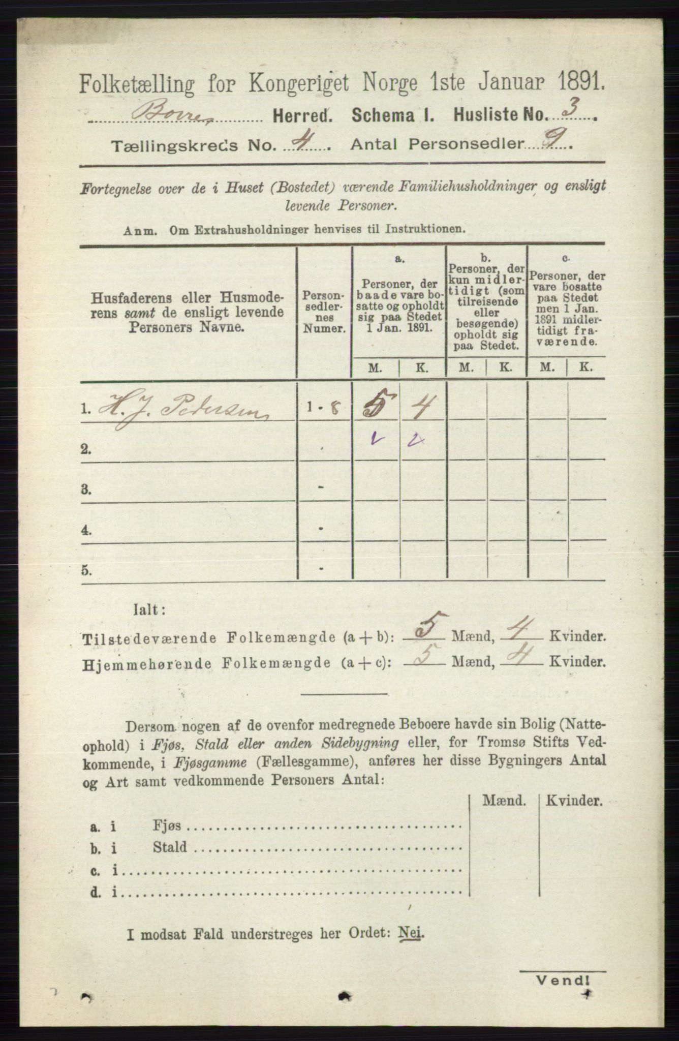 RA, 1891 census for 0717 Borre, 1891, p. 1620