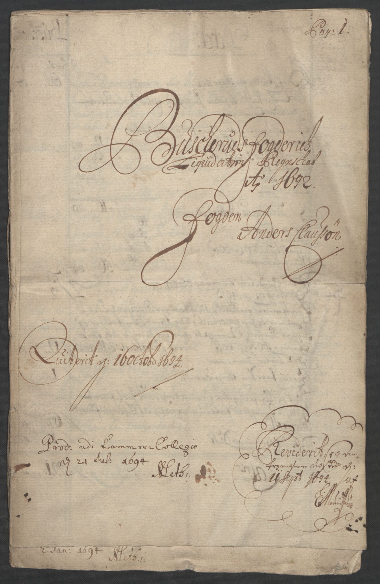 Rentekammeret inntil 1814, Reviderte regnskaper, Fogderegnskap, RA/EA-4092/R25/L1681: Fogderegnskap Buskerud, 1691-1692, p. 306