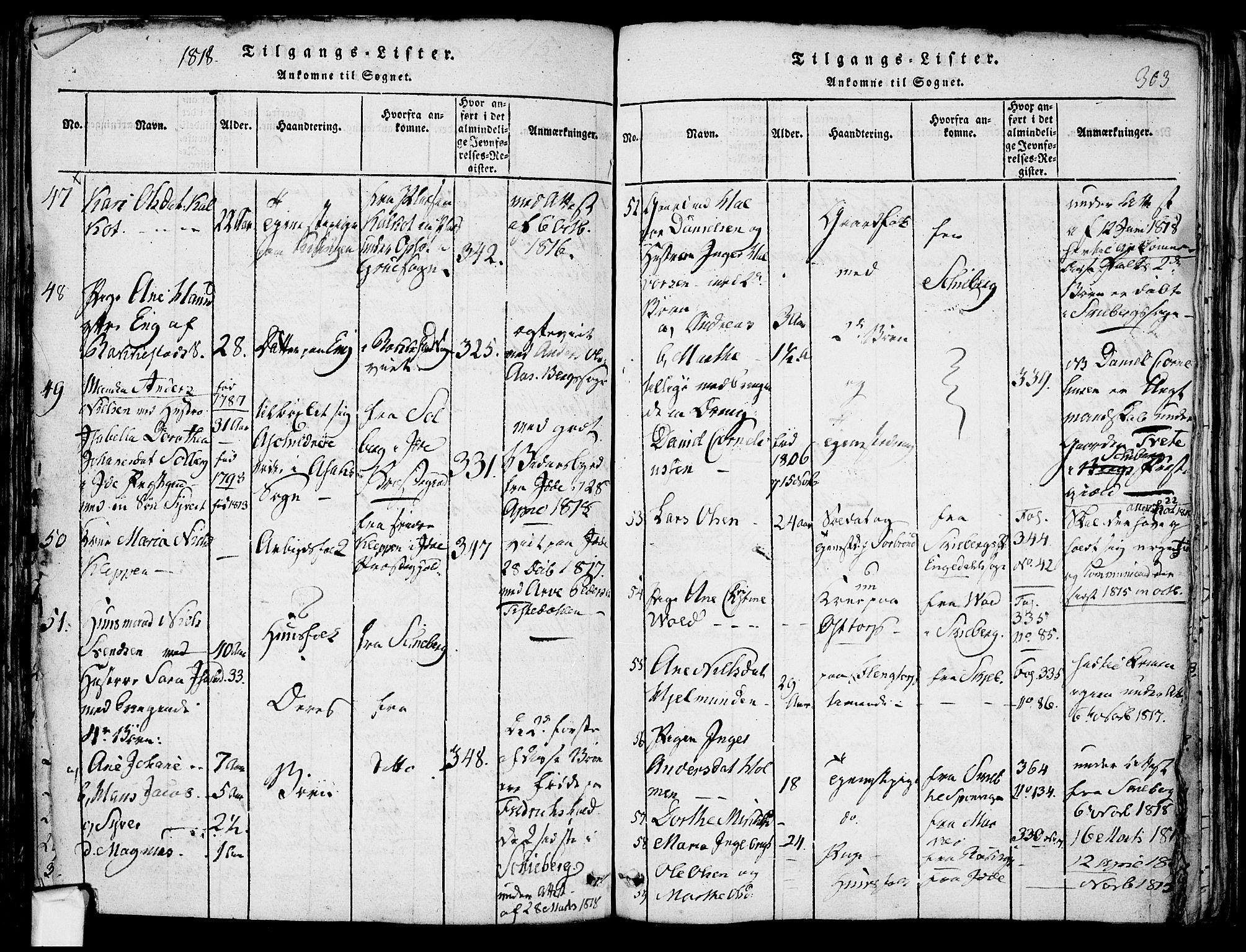 Berg prestekontor Kirkebøker, SAO/A-10902/F/Fa/L0002: Parish register (official) no. I 2, 1815-1831, p. 303