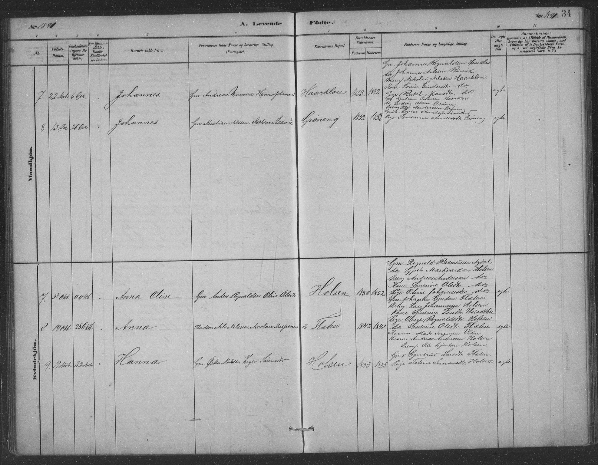 Førde sokneprestembete, AV/SAB-A-79901/H/Hab/Habc/L0002: Parish register (copy) no. C 2, 1881-1911, p. 34