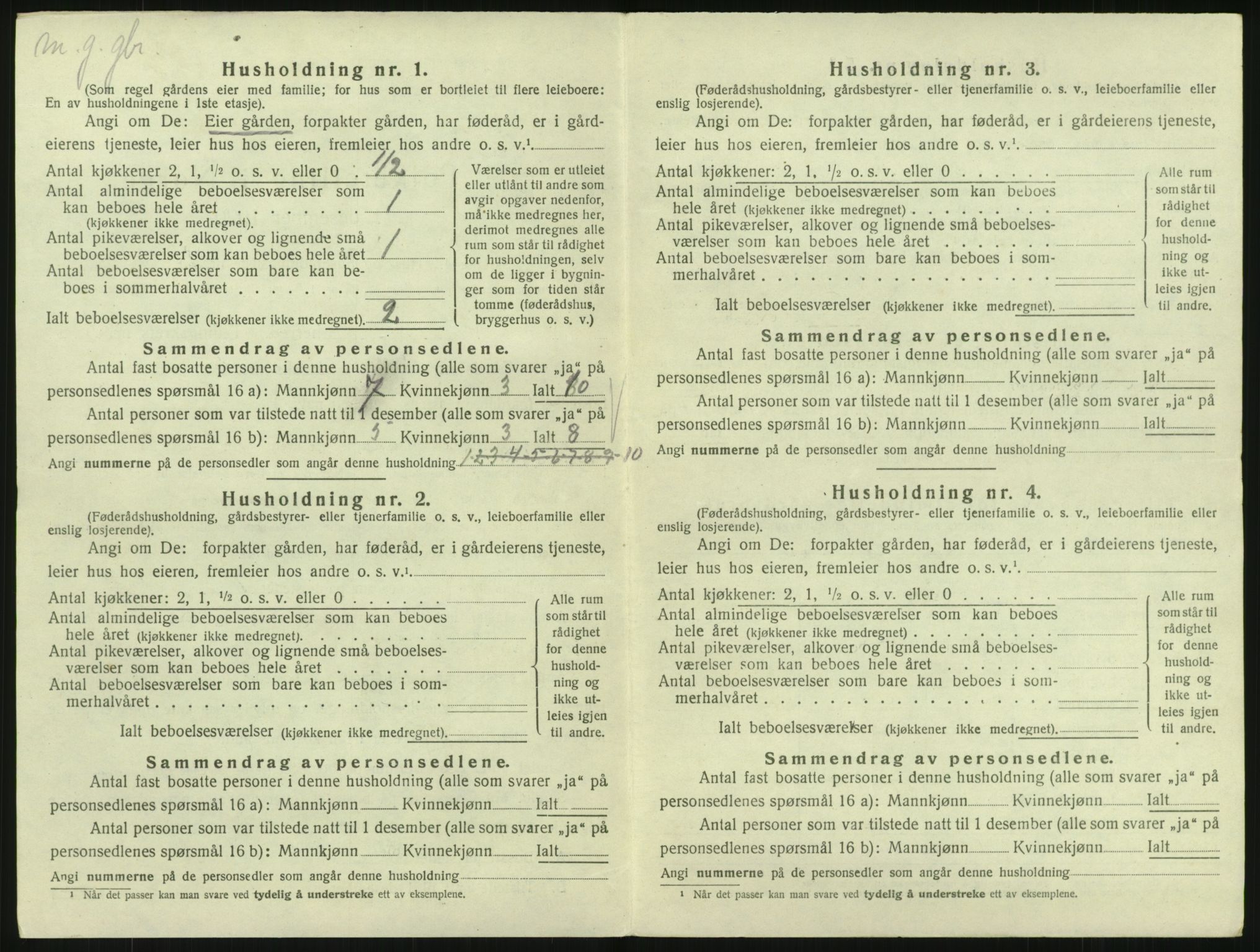 SAK, 1920 census for Fjotland, 1920, p. 41