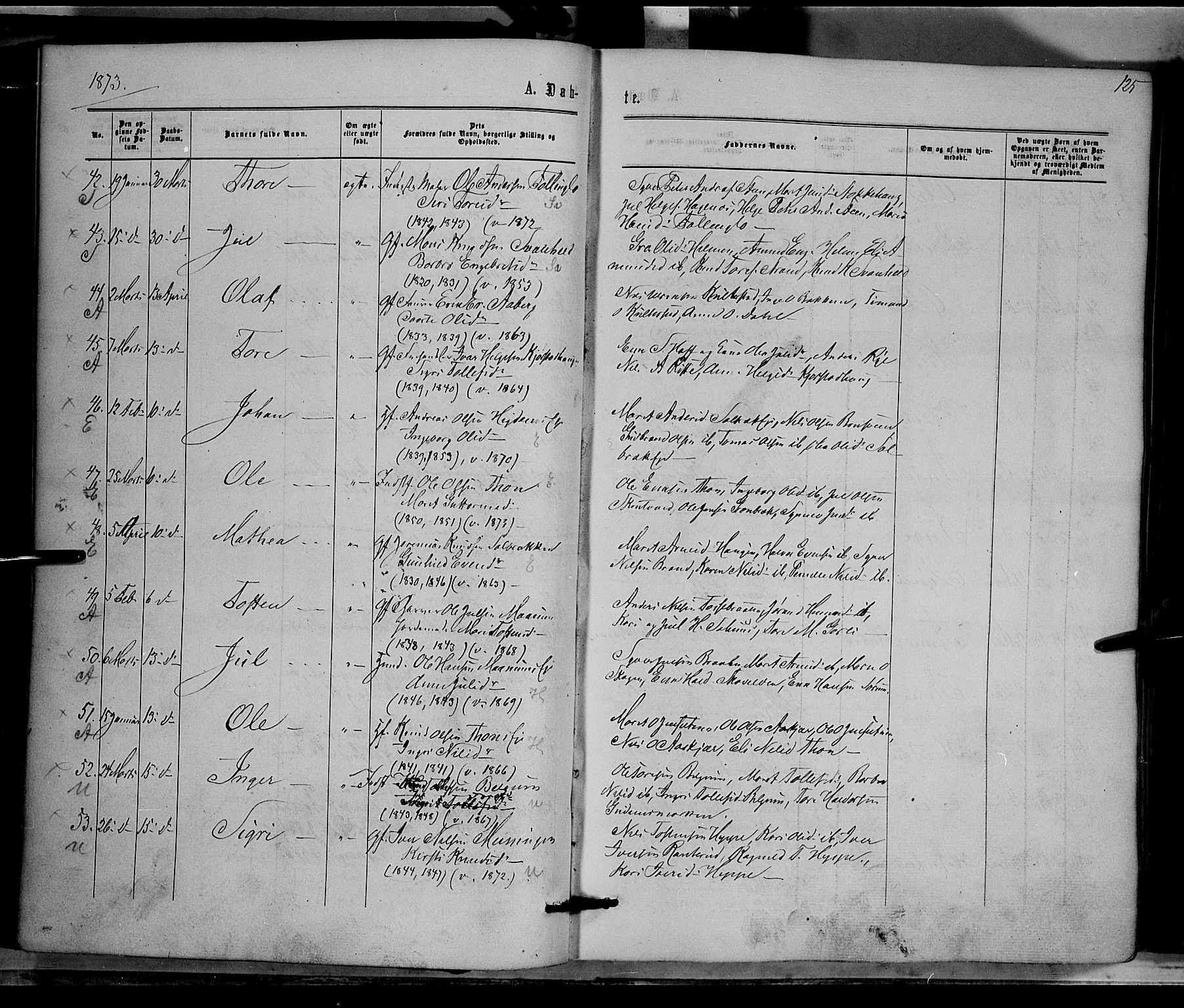 Nord-Aurdal prestekontor, SAH/PREST-132/H/Ha/Haa/L0008: Parish register (official) no. 8, 1863-1875, p. 125