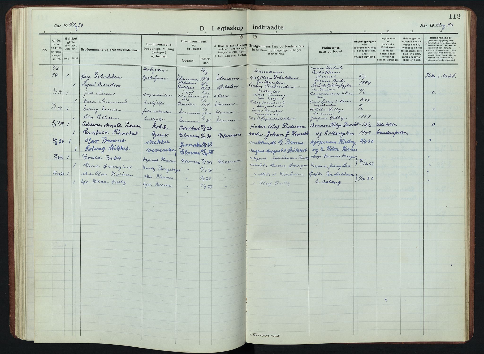 Elverum prestekontor, AV/SAH-PREST-044/H/Ha/Hab/L0011: Parish register (copy) no. 11, 1915-1947, p. 112