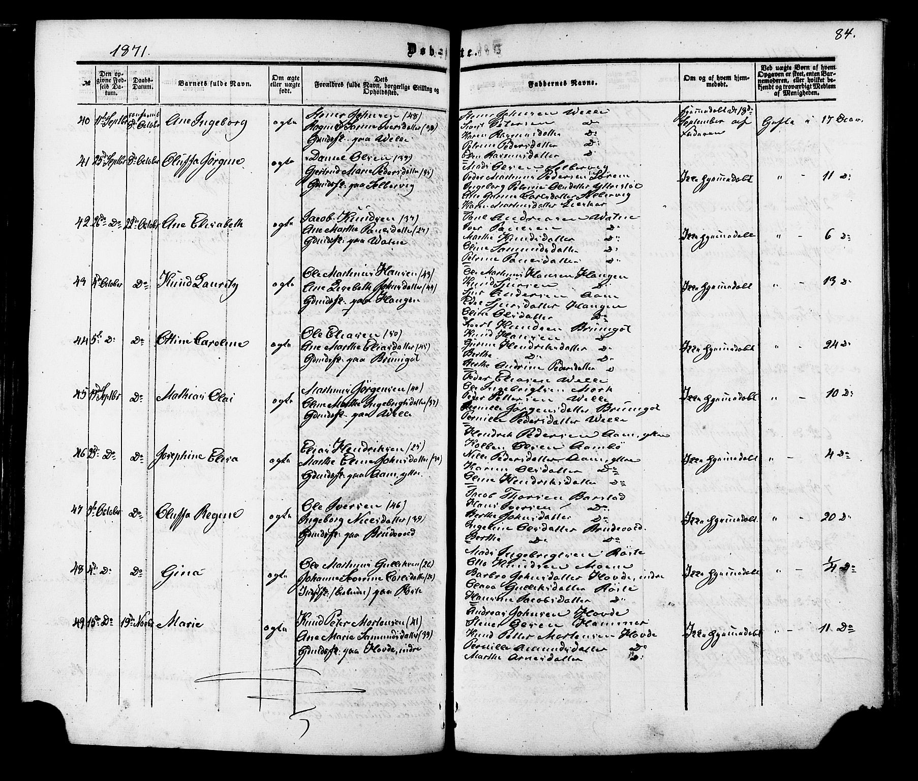 Ministerialprotokoller, klokkerbøker og fødselsregistre - Møre og Romsdal, SAT/A-1454/513/L0175: Parish register (official) no. 513A02, 1856-1877, p. 84