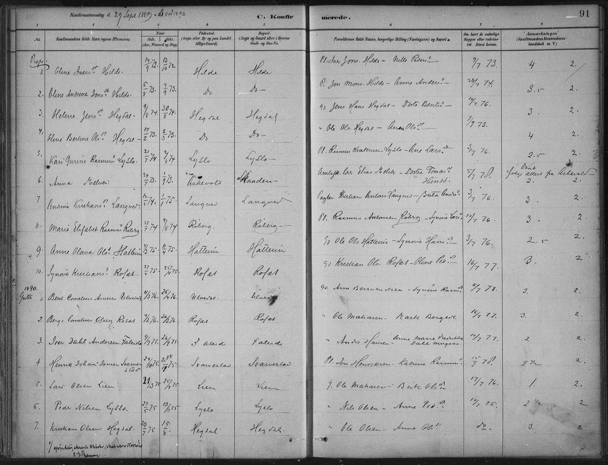 Innvik sokneprestembete, AV/SAB-A-80501: Parish register (official) no. B  1, 1879-1902, p. 91