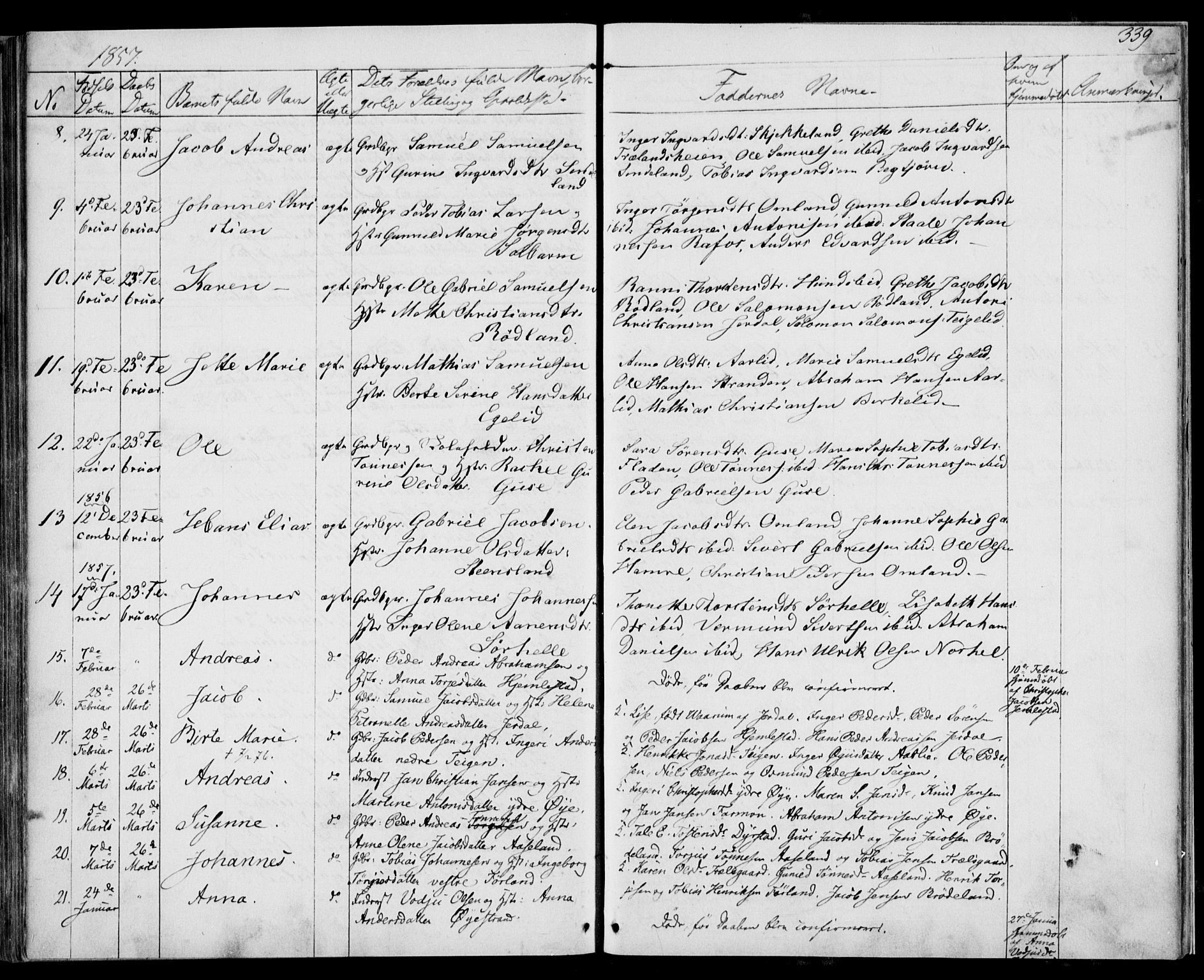 Kvinesdal sokneprestkontor, AV/SAK-1111-0026/F/Fa/Fab/L0005: Parish register (official) no. A 5, 1844-1857, p. 339