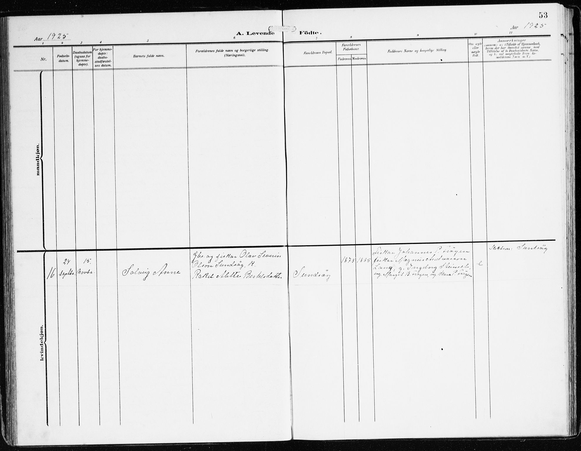 Bremanger sokneprestembete, SAB/A-82201/H/Haa/Haab/L0003: Parish register (official) no. B 3, 1908-1925, p. 53