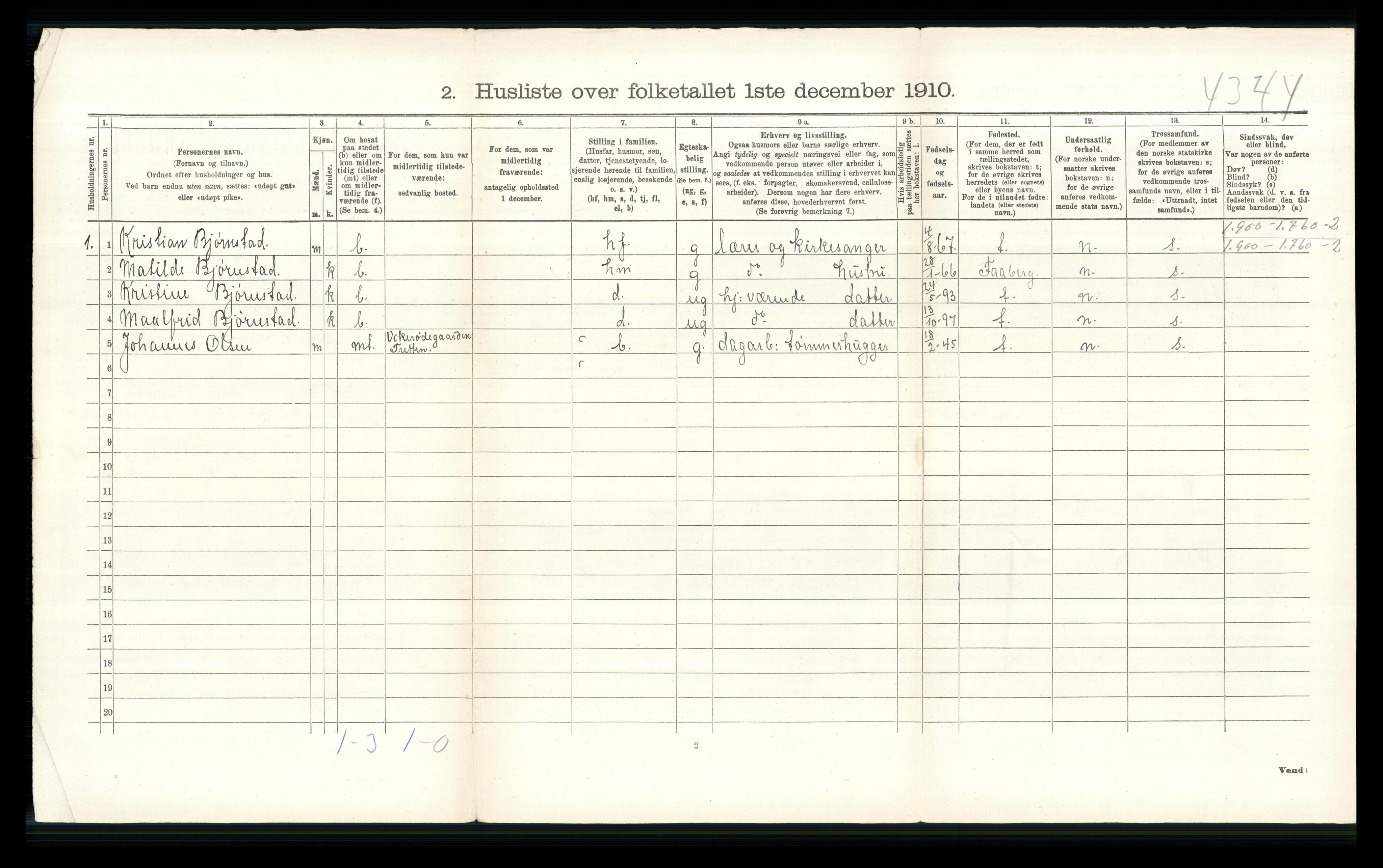 RA, 1910 census for Øyer, 1910, p. 178