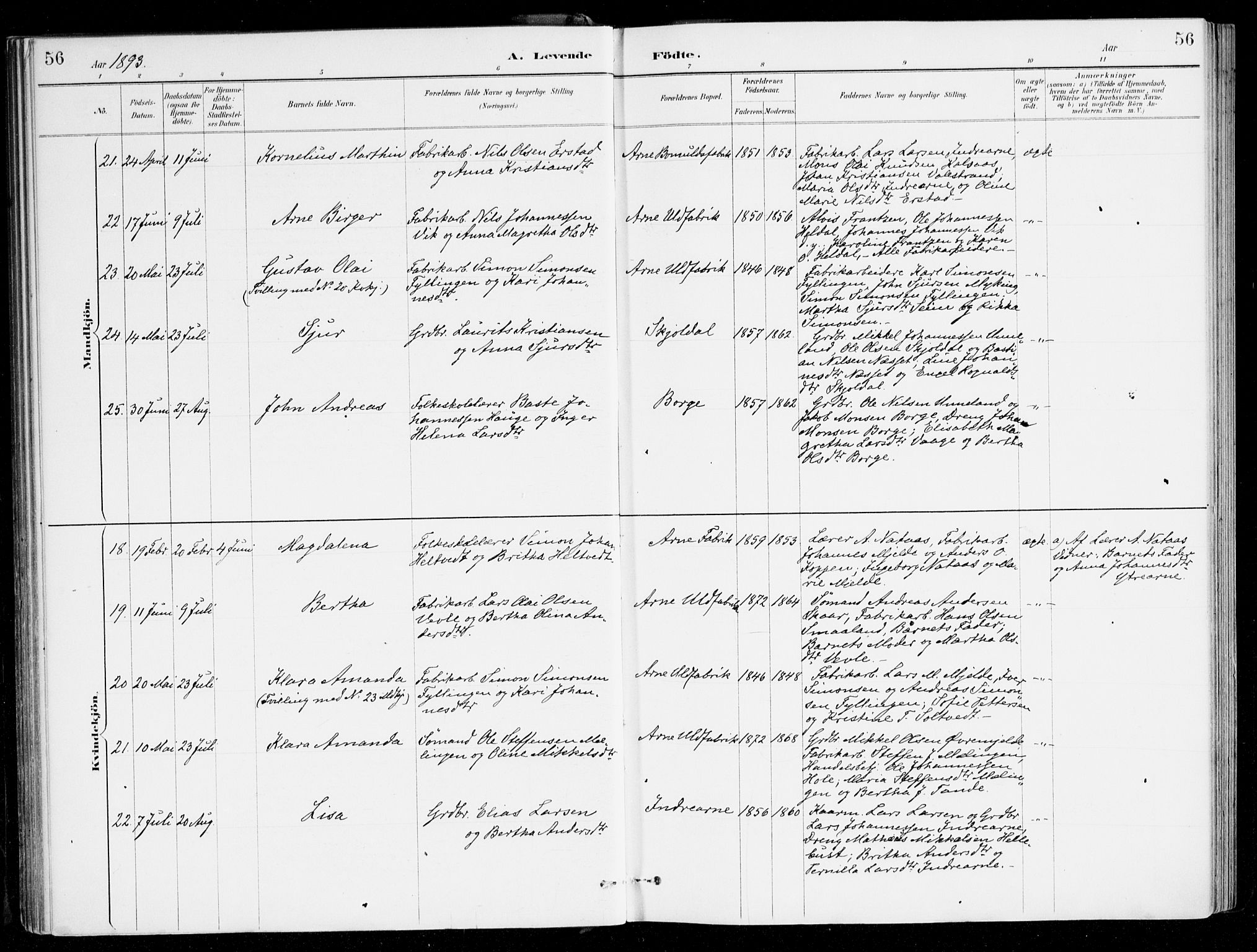 Haus sokneprestembete, AV/SAB-A-75601/H/Haa/Haad/L0001: Parish register (official) no. D 1, 1887-1898, p. 56