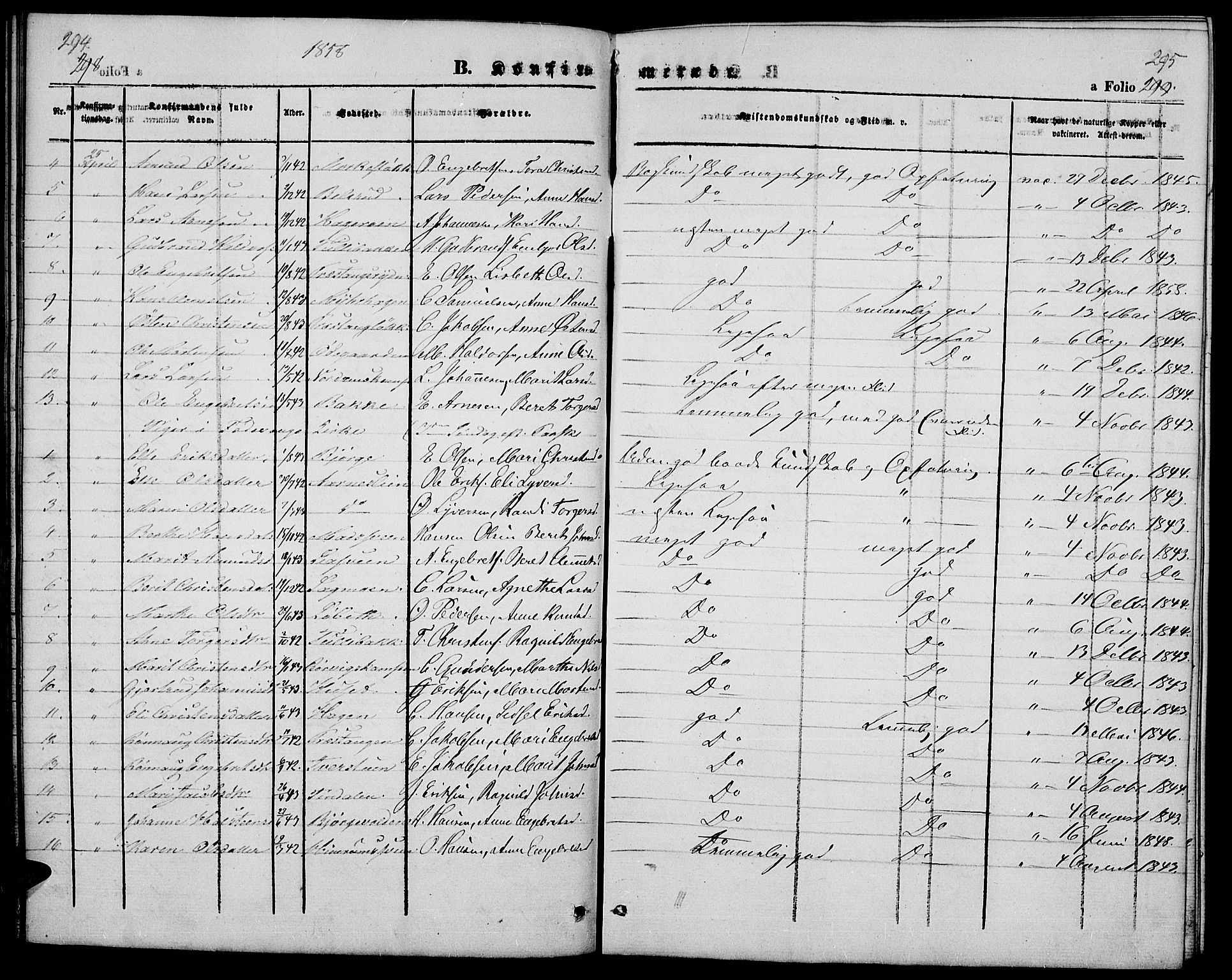 Ringebu prestekontor, SAH/PREST-082/H/Ha/Hab/L0003: Parish register (copy) no. 3, 1854-1866, p. 294-295